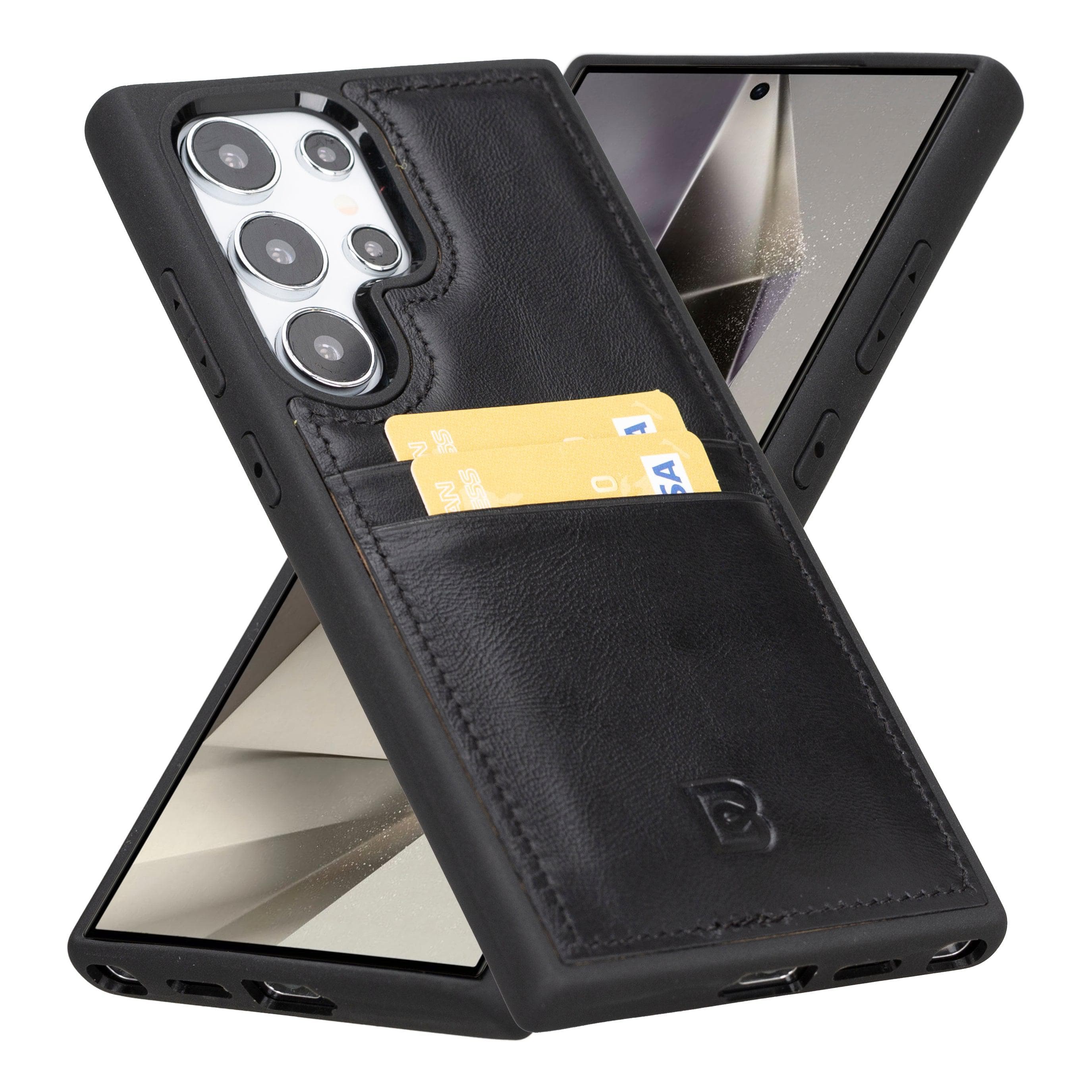Flex Cover Leather Samsung Galaxy S25 Ultra Case with Card Holder Black Bouletta