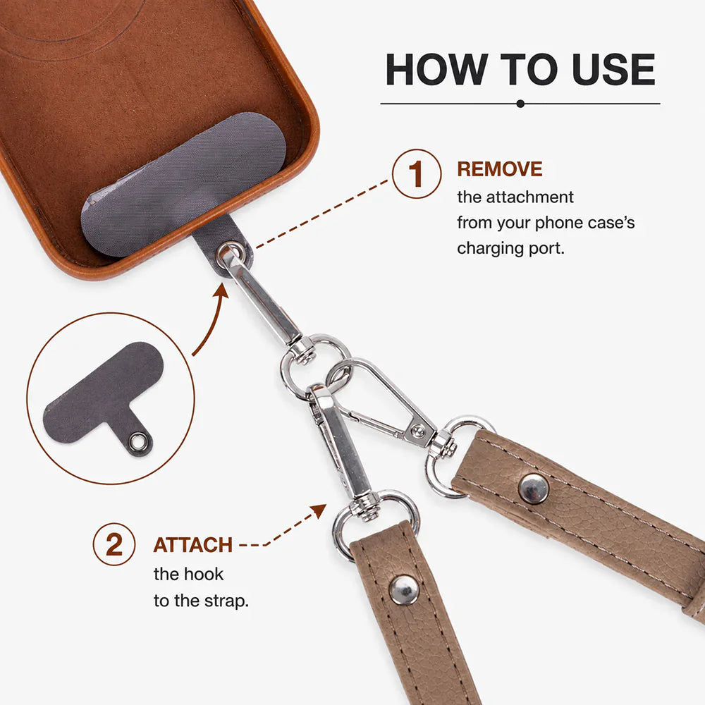 FlexGo Leather Phone Strap & Wallet Set – Clip-On Flex Bouletta