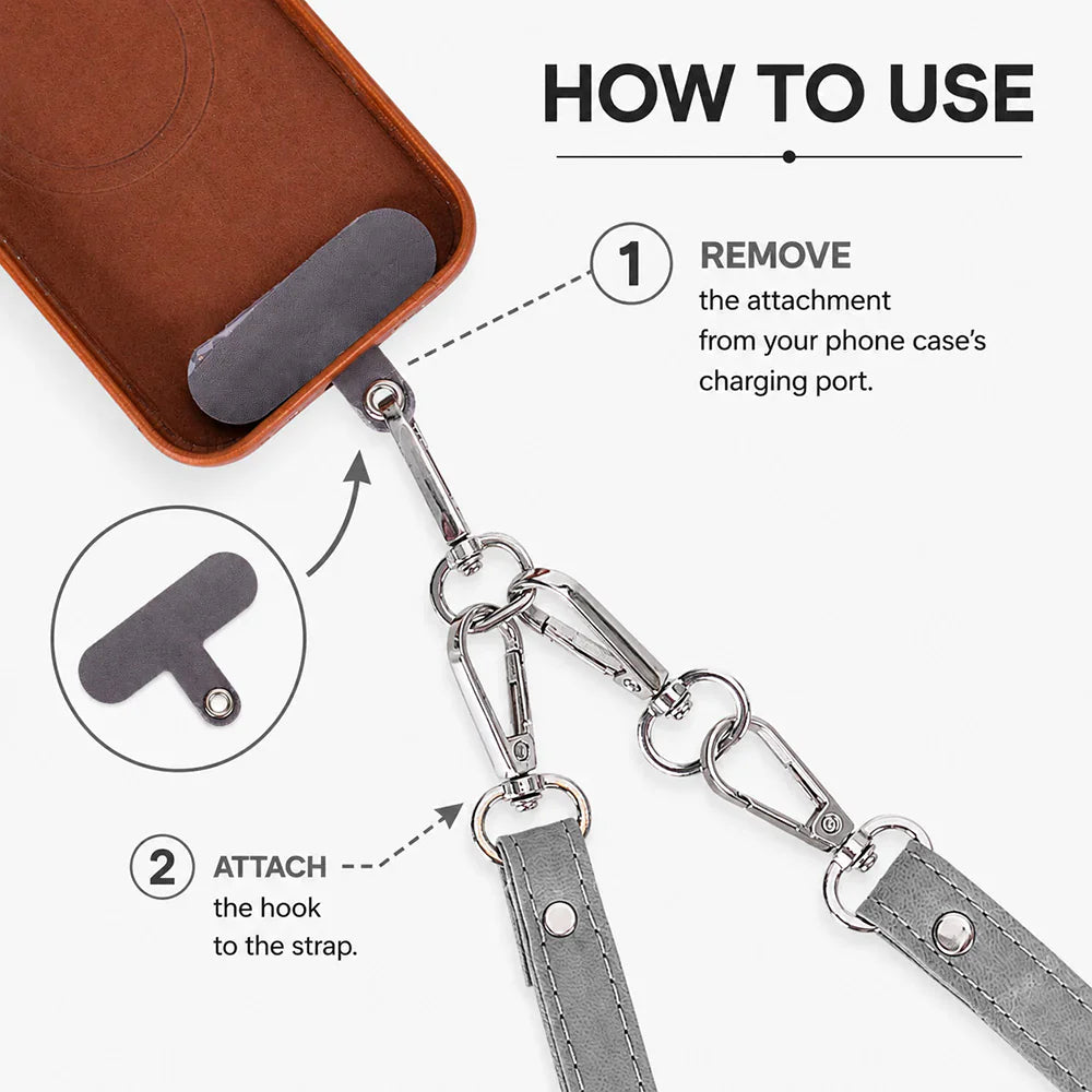 FlexGo Leather Phone Strap & Wallet Set – Clip-On Flex Bouletta