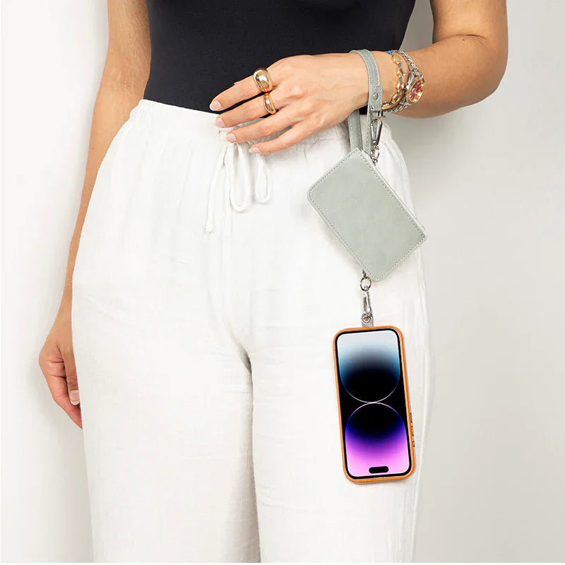 FlexGo Leather Phone Strap & Wallet Set – Clip-On Flex Bouletta