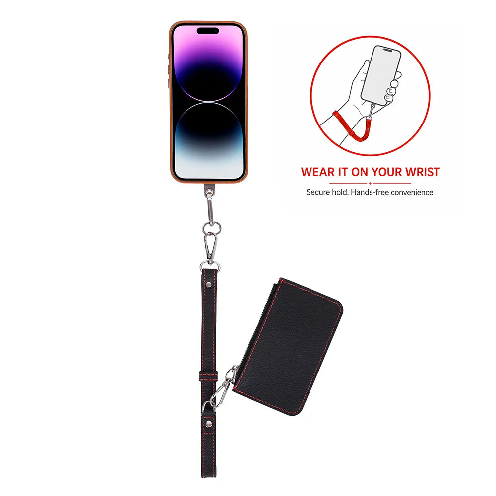 FlexGo Leather Phone Strap & Wallet Set – Clip-On Flex Bouletta