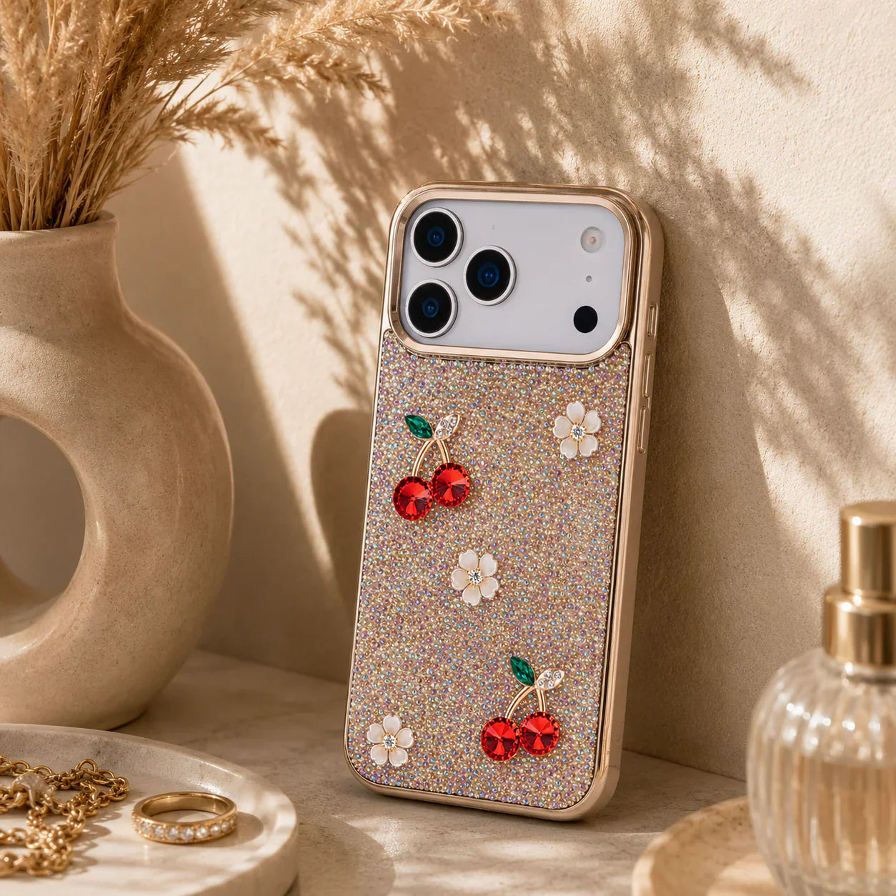 Freya Crystal Cherry Case for iPhone 17 Pro Pink Bouletta