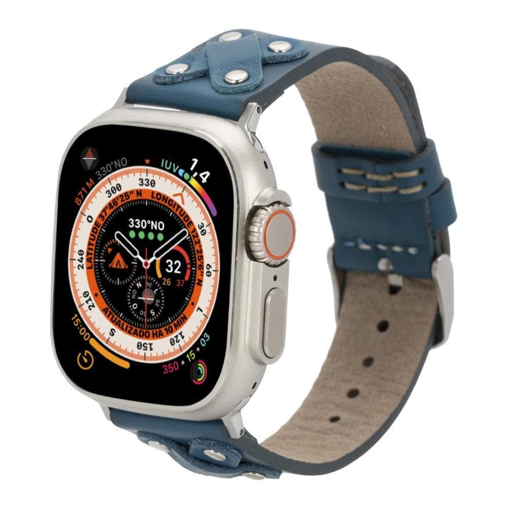 Glasgow Cross Apple Watch Leather Straps Silver Cross / Blue / Leather Bouletta