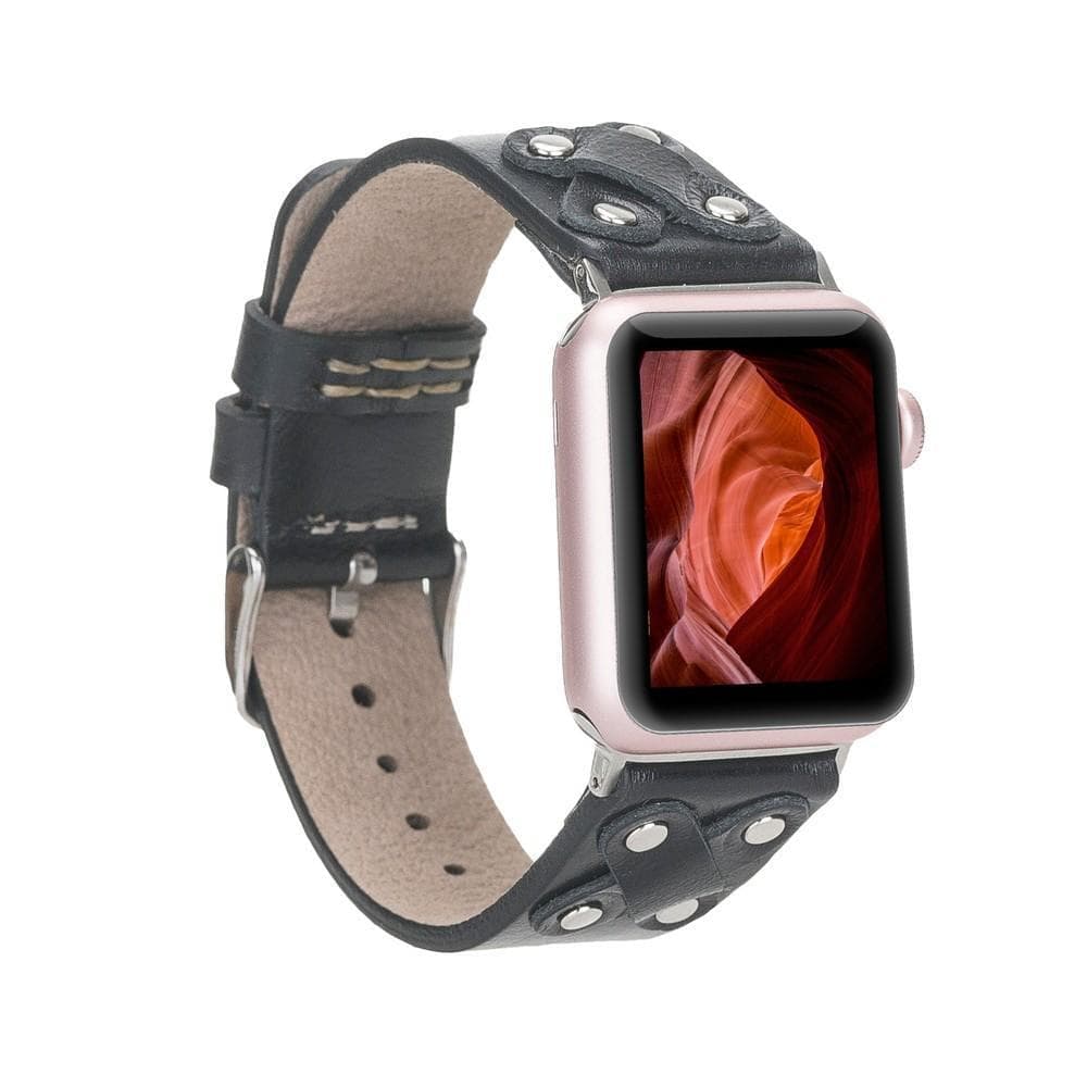 Glasgow Cross Apple Watch Leather Straps Silver Cross / Black Bouletta