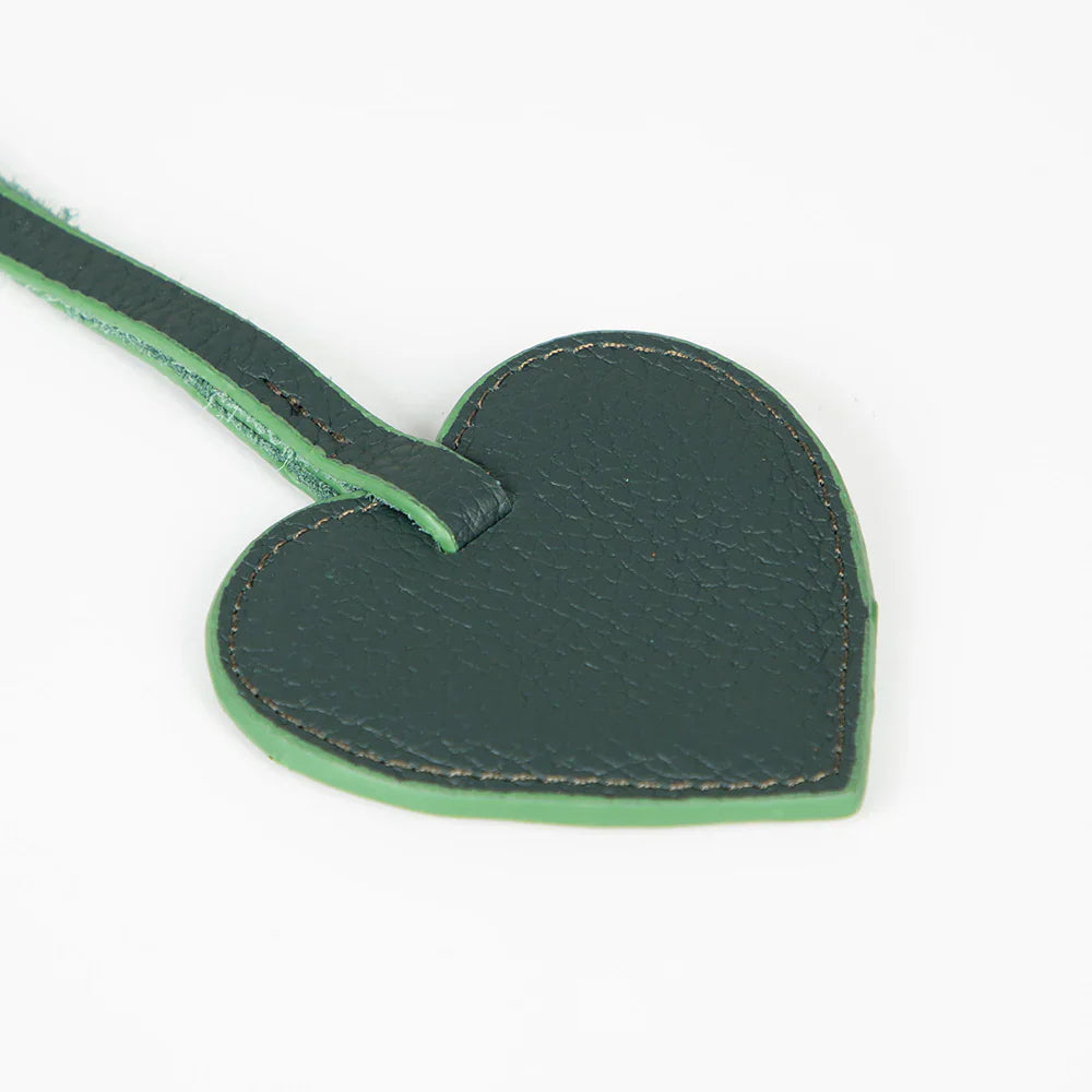 Heart Leather Bag Charm Moss Bouletta