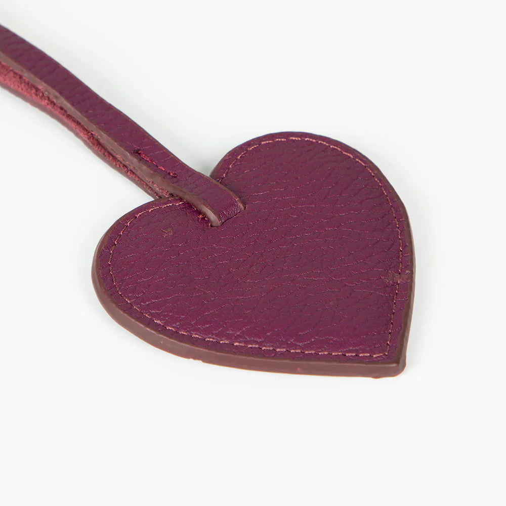 Heart Leather Bag Charm Plum Bouletta