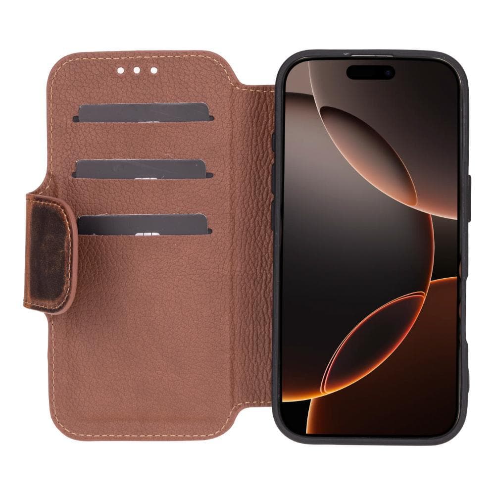 Infinix iPhone 16 Pro Leather Folio Case Saddle Brown Bouletta