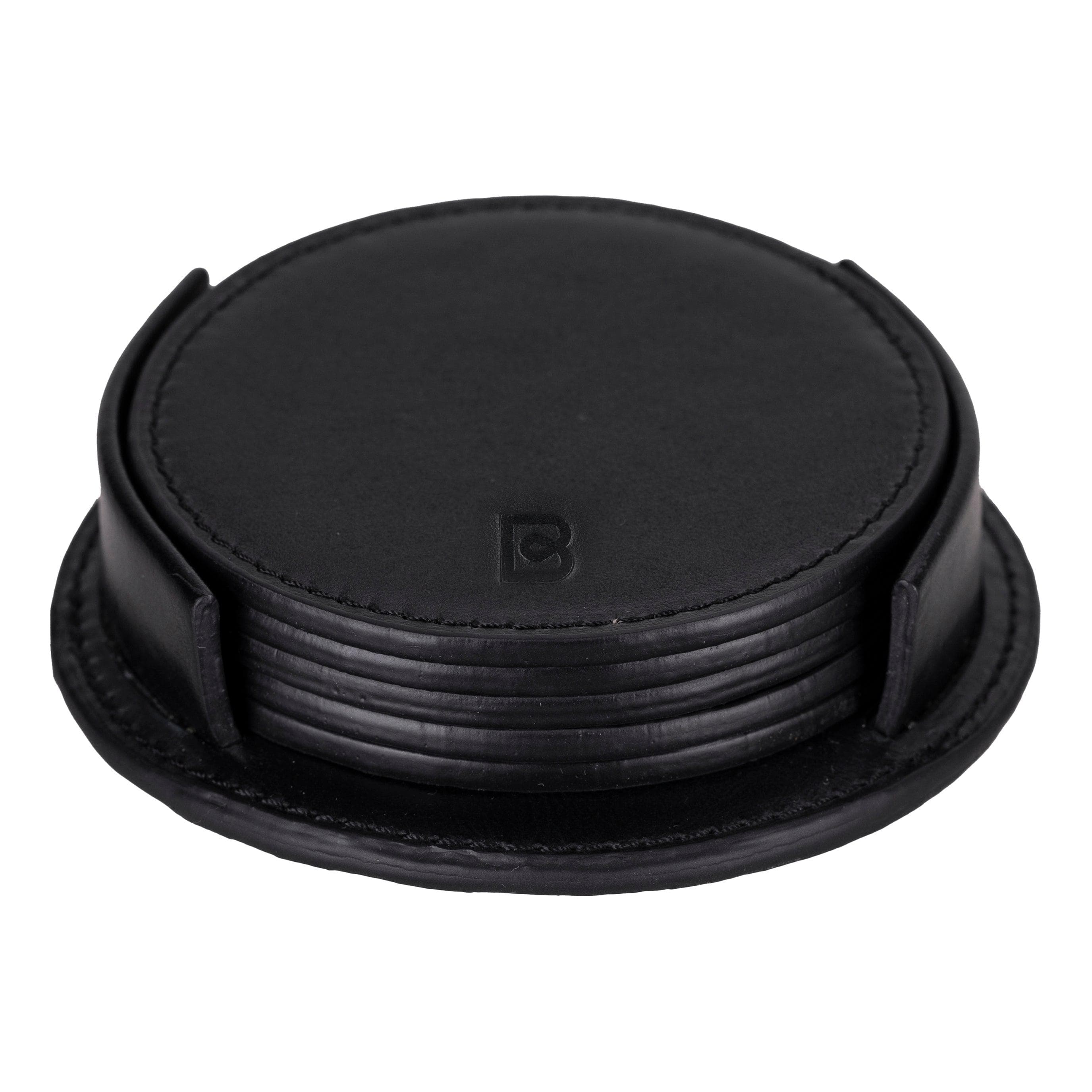 Lavion Leather Cup Coaster Set Black Bouletta
