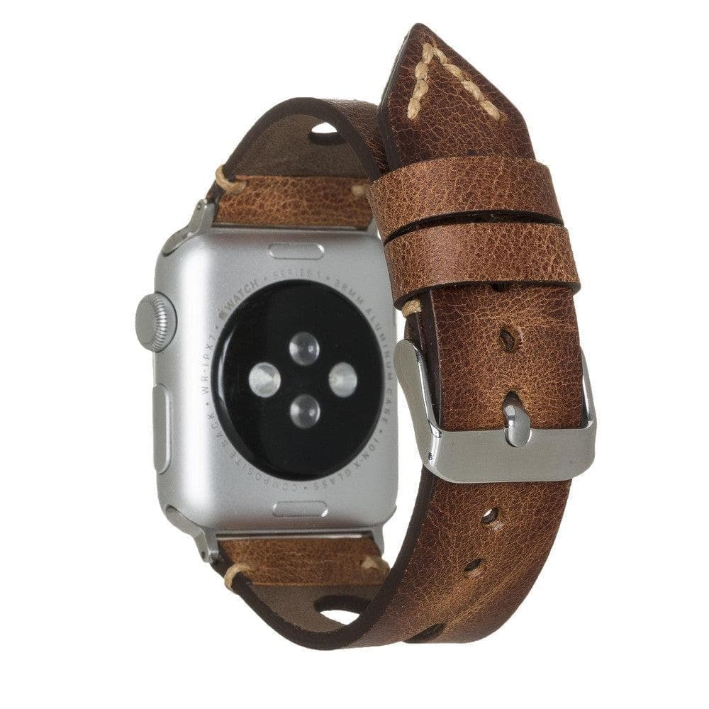 Leather Apple Watch Bands - BA2 Style Drop Cut 38mm Burnished Tiguan Tan Bouletta