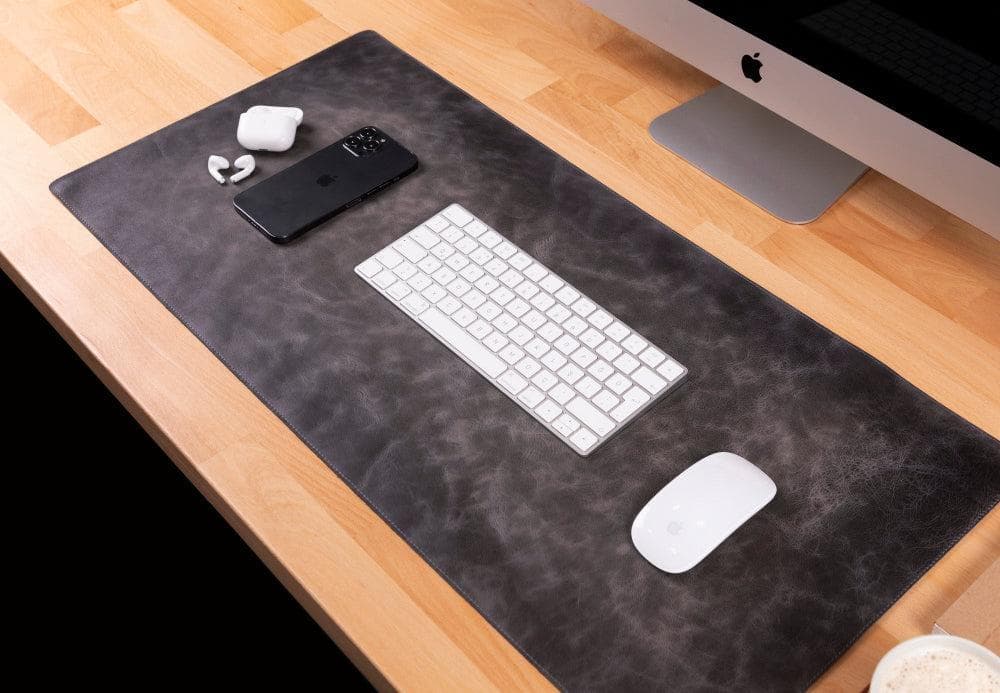 Leather Desk Mat (30 cm X 46 cm) Sandy Gray Bouletta