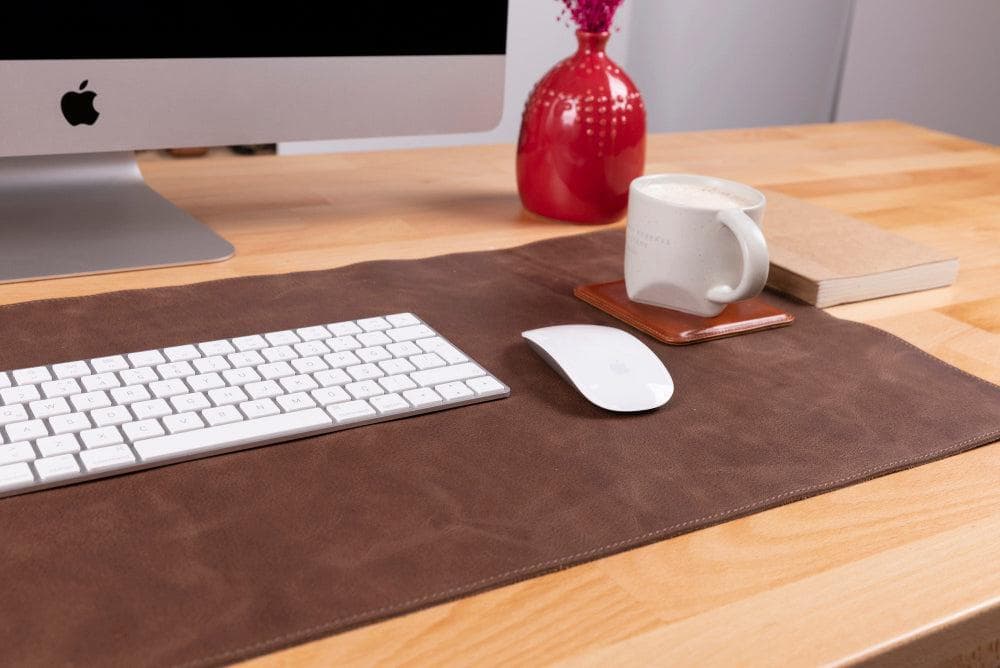 Leather Desk Mat (35 cm X 78 cm) Saddle Brown Bouletta
