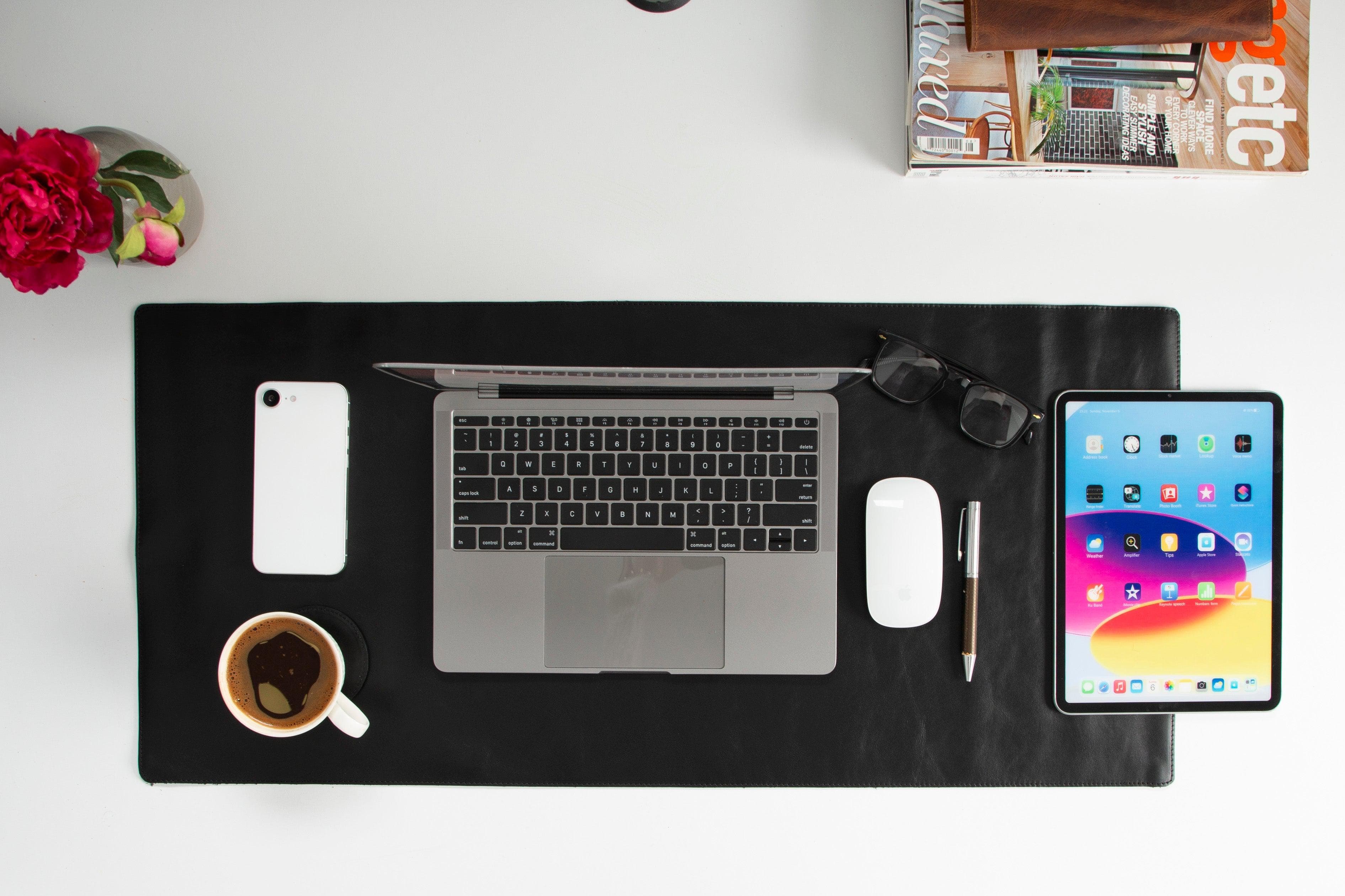 Leather Desk Mat (97 cm X 40 cm) Black Bouletta