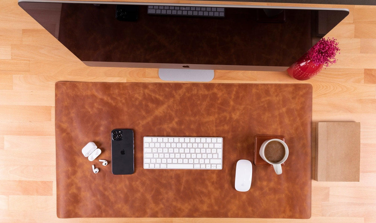 Leather Desk Mat (97 cm X 40 cm) Golden Tan Bouletta