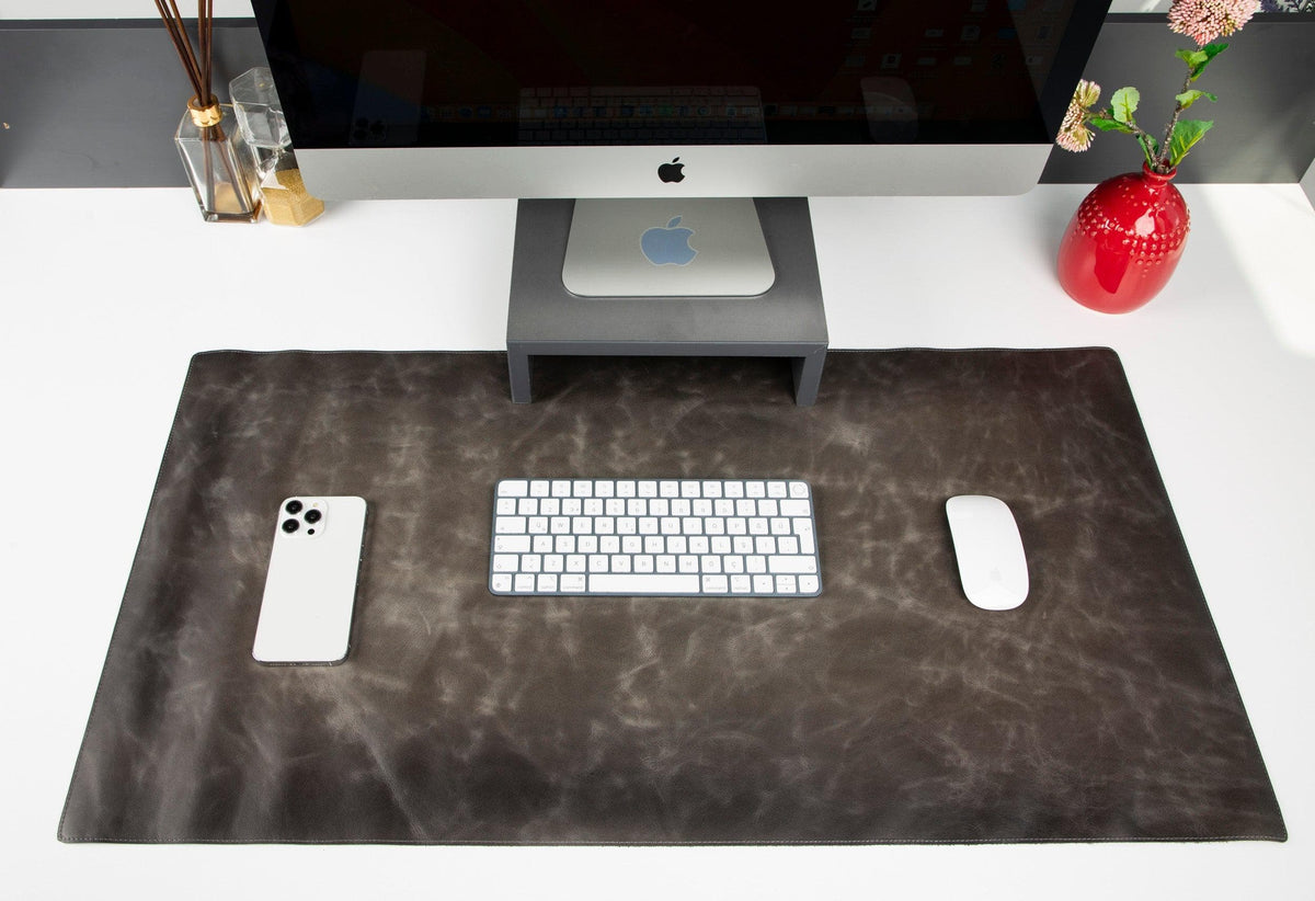 Leather Desk Mat (97 cm X 40 cm) Gray Bouletta