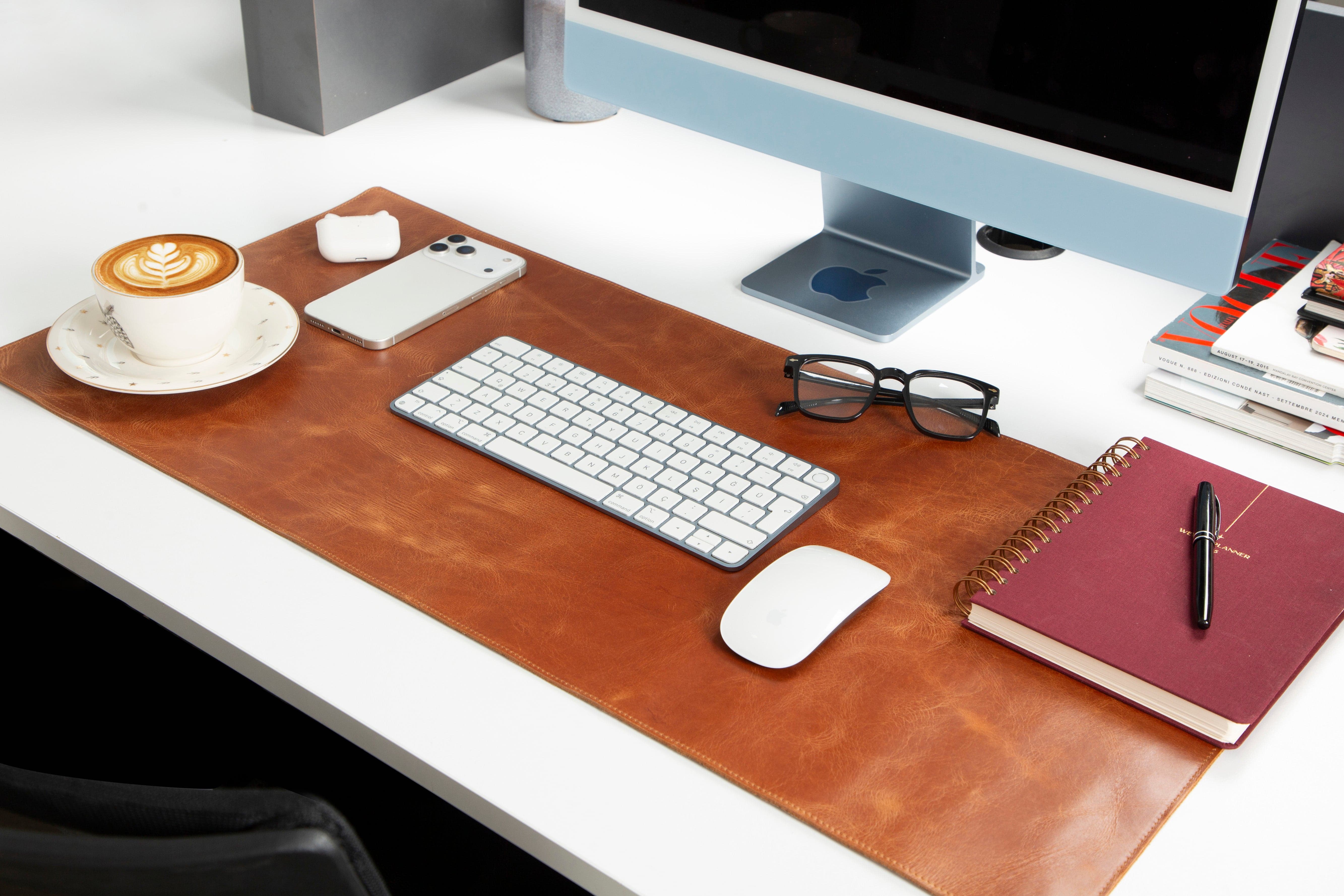 Leather Desk Mat Medium Golden Tan Bouletta