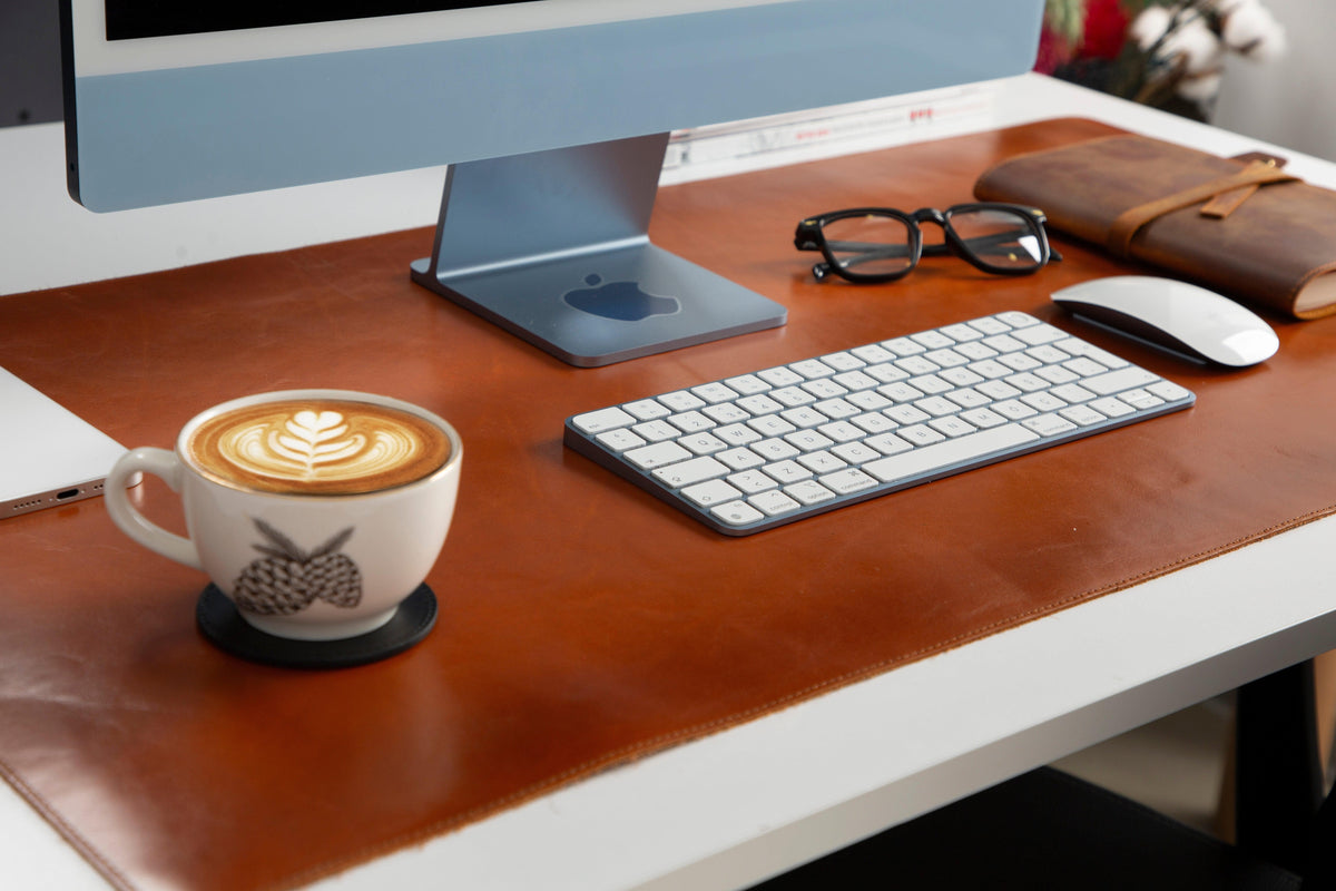 Leather Natural Desk Mat (91 cm x 48 cm) Brown Bouletta