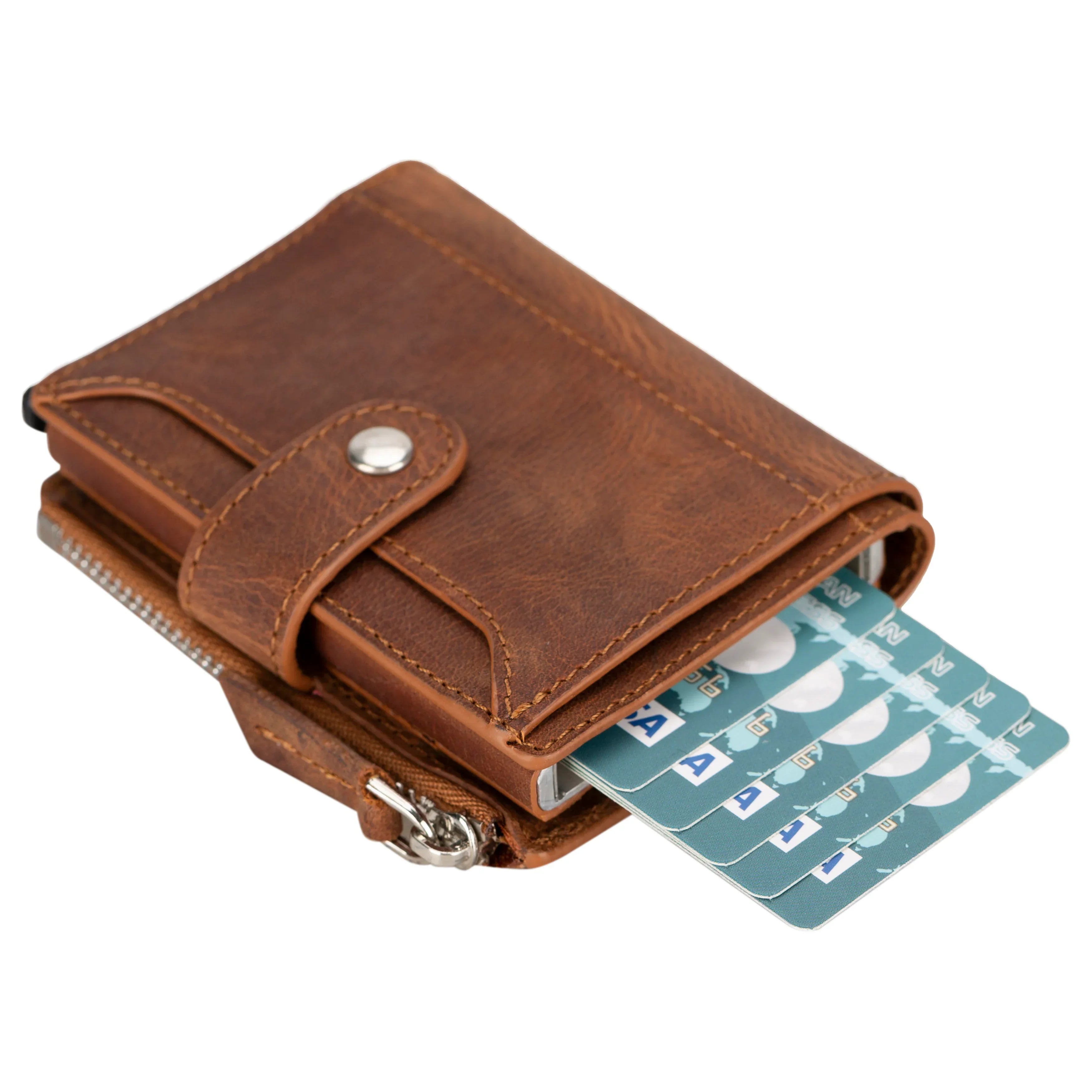 Leather Zip Mechanical Card Holder Bouletta