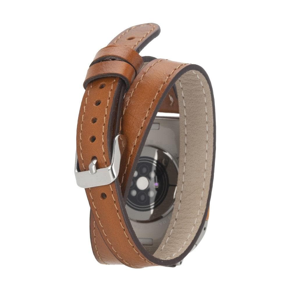 Leeds Double Tour Slim with Silver Bead Apple Watch Leather Straps Bouletta