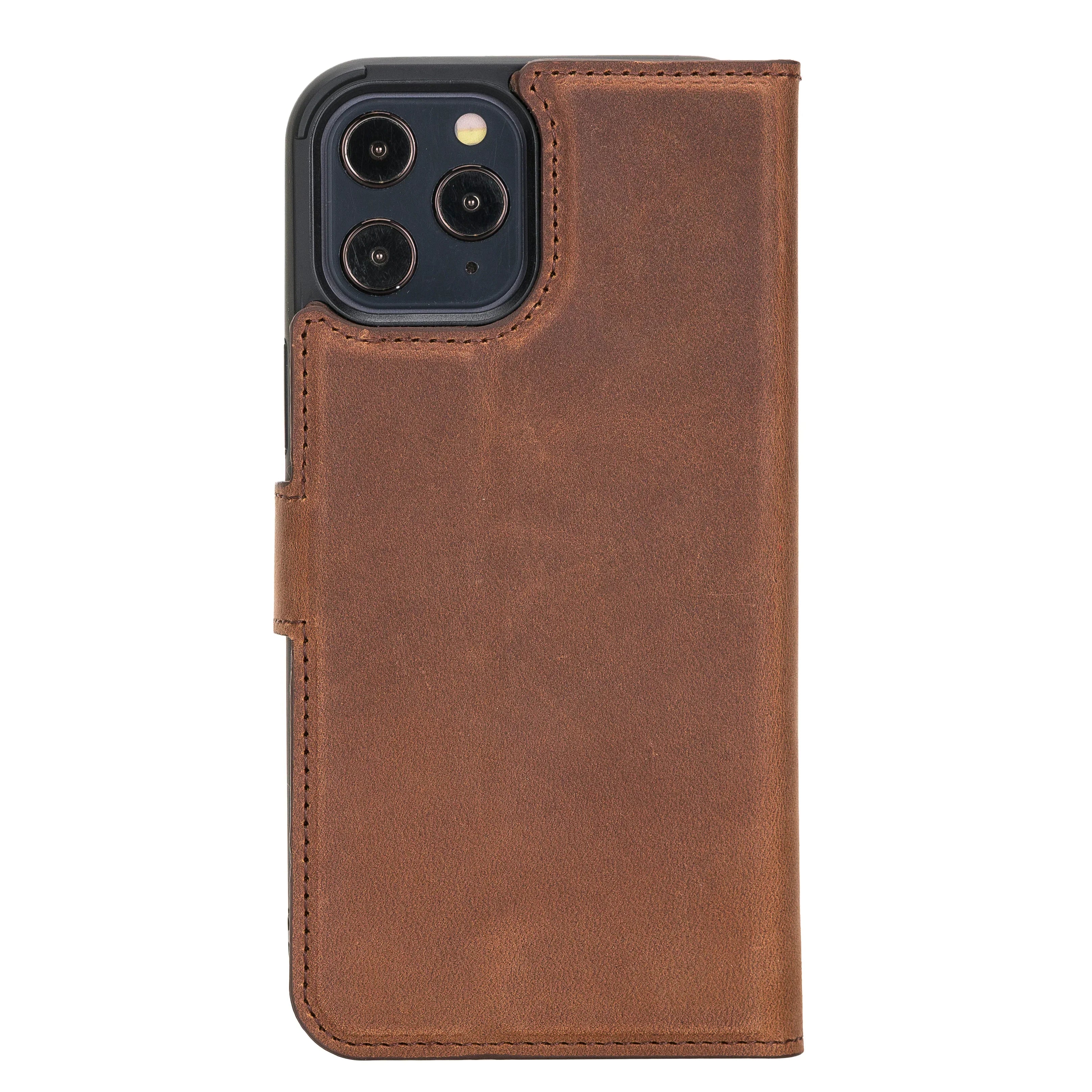 Liluri iPhone 15 Pro Detachable Leather Wallet Case Saddle Brown Bouletta