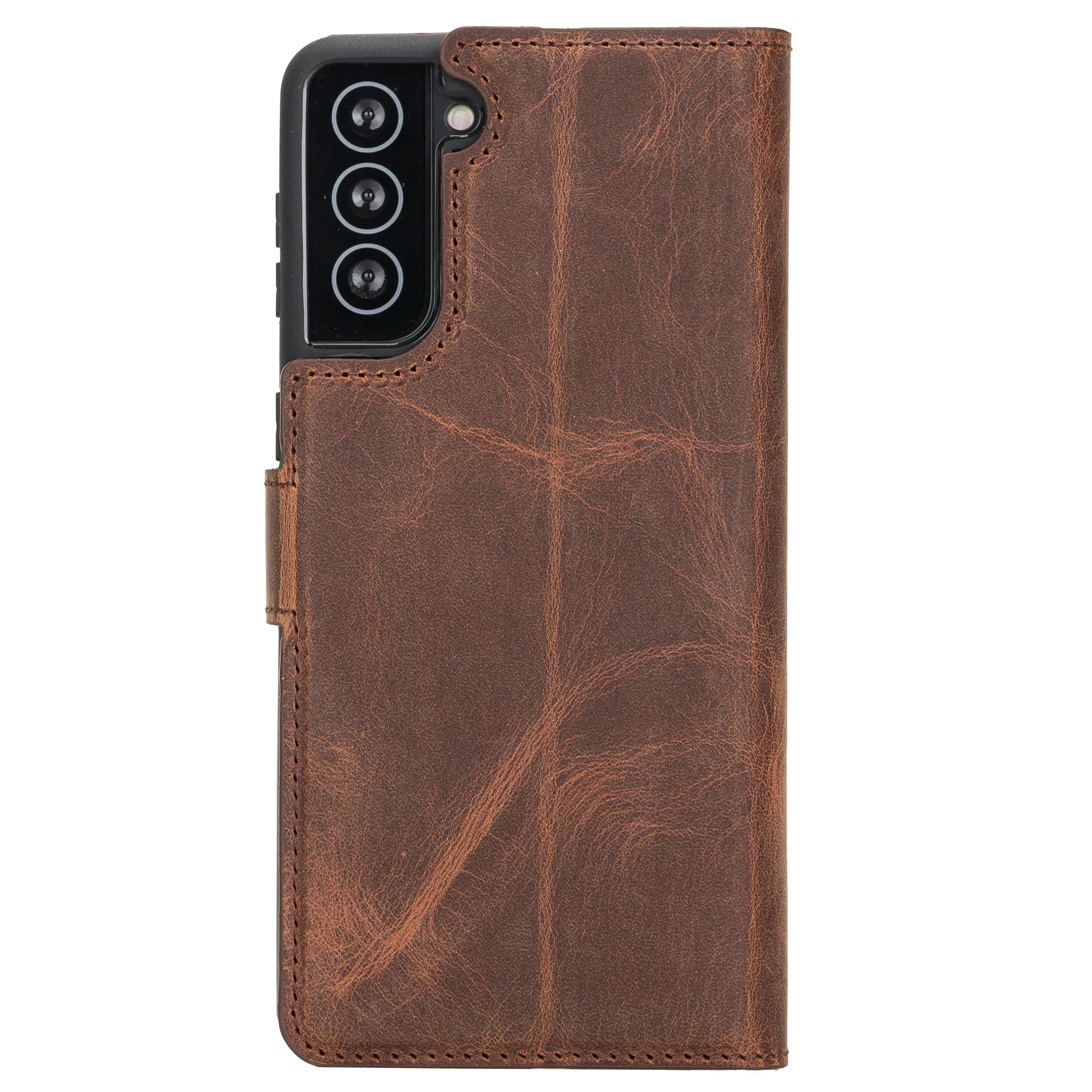 Liluri Samsung Galaxy S21 Plus Detachable Leather Wallet Case Saddle Brown Bouletta