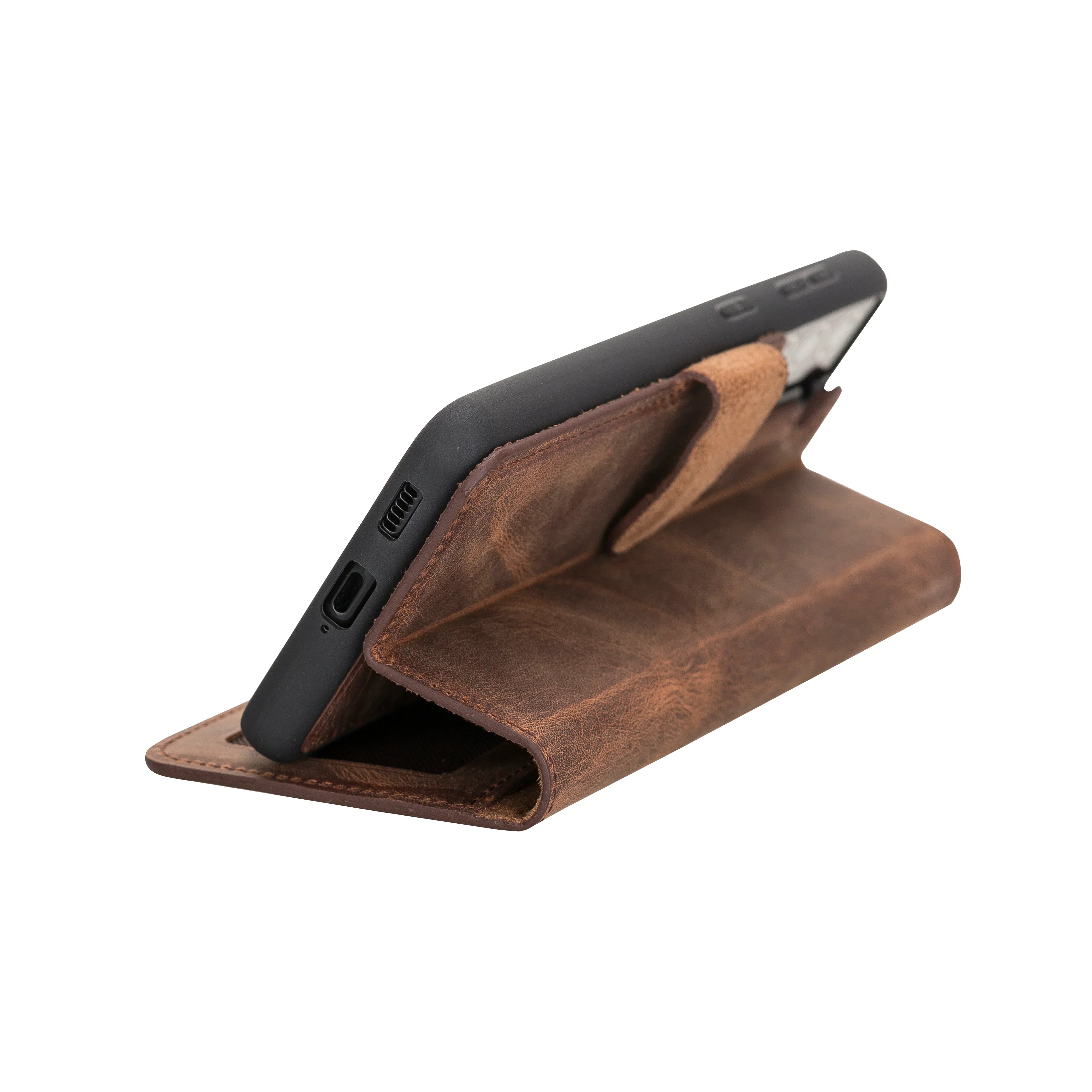 Liluri Samsung Galaxy S21 Plus Detachable Leather Wallet Case Saddle Brown Bouletta