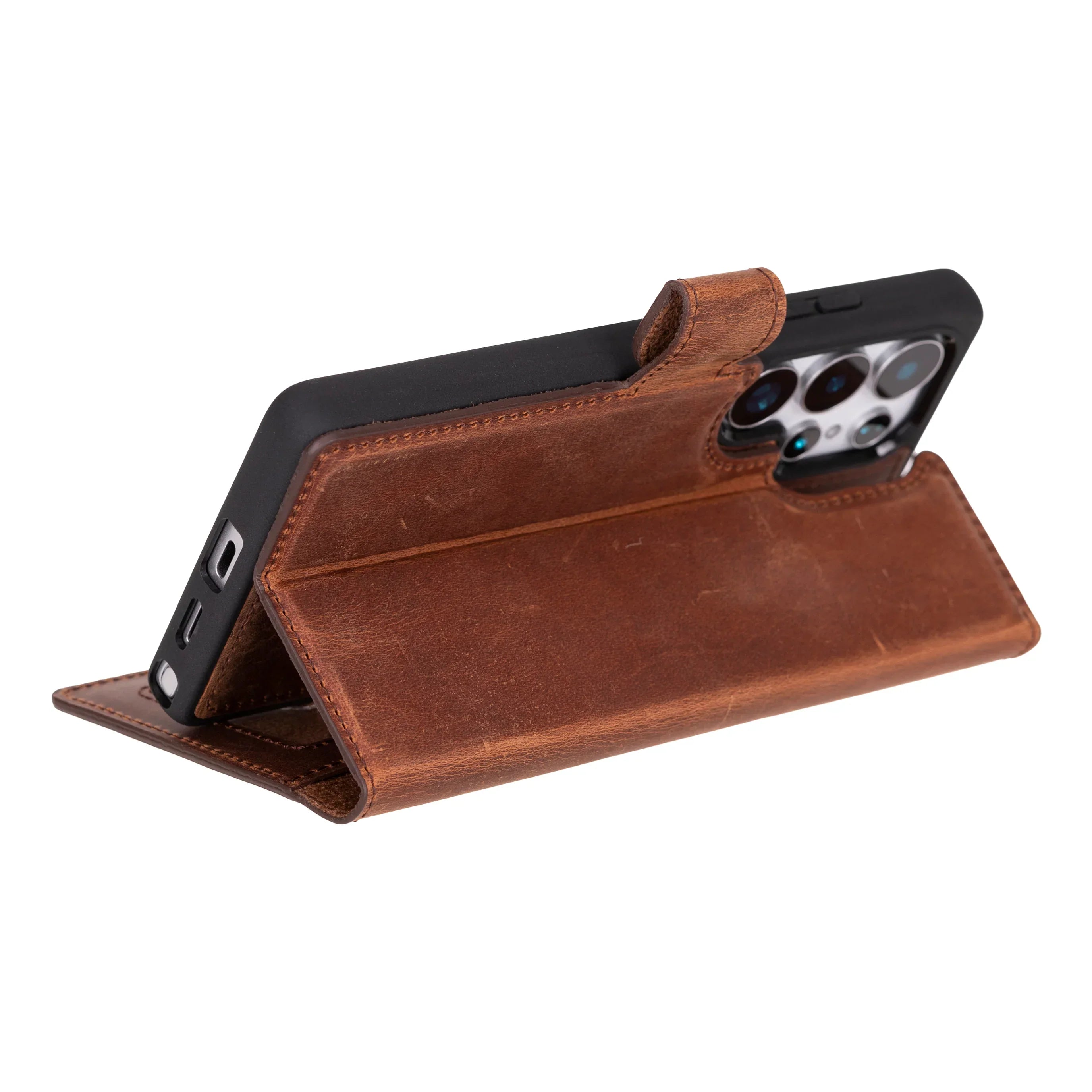 Liluri Samsung Galaxy S25 Ultra Detachable Leather Wallet Case Saddle Brown Bouletta