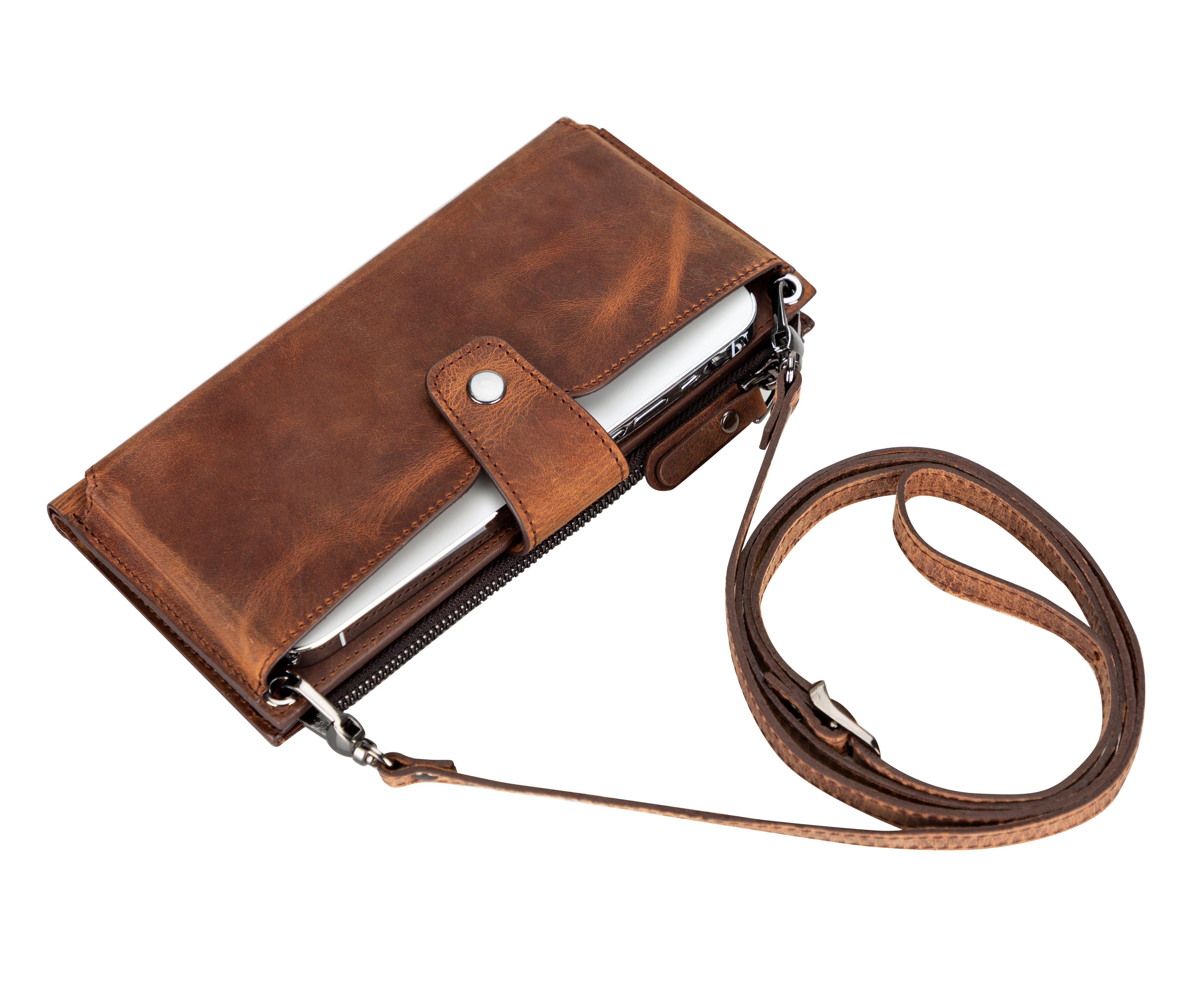 Lozan Strap Leather Wallet Saddle Brown Bouletta