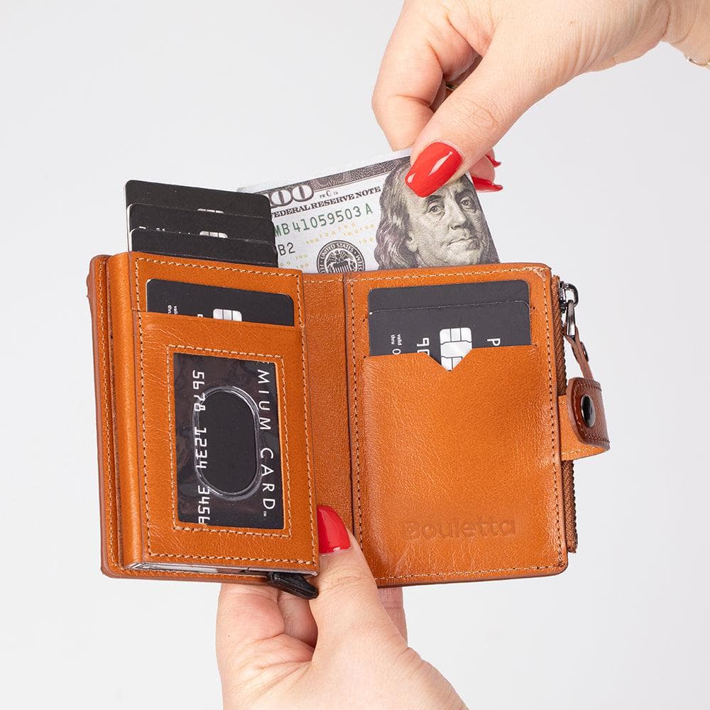 Lumora Leather Pop-up Card Holder Tan Bouletta