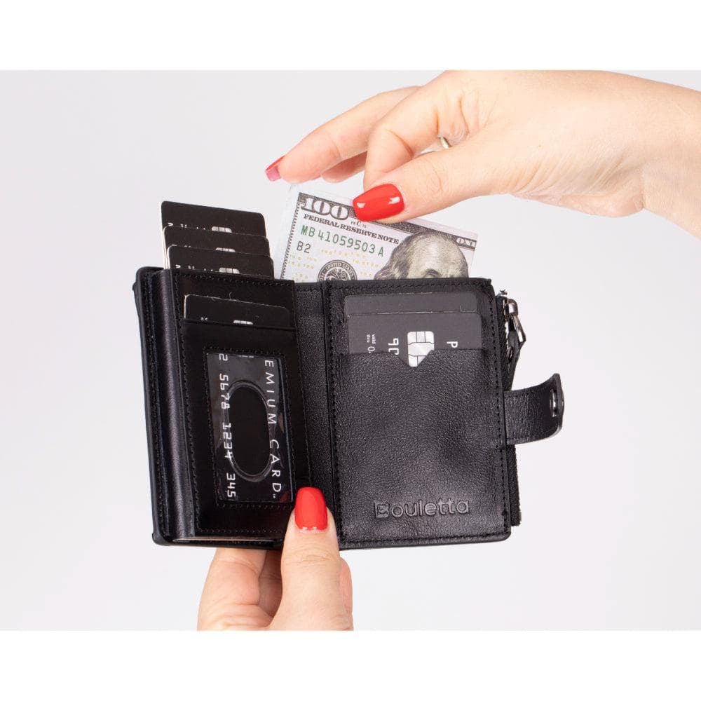 Lumora Leather Pop-up Card Holder Black Bouletta