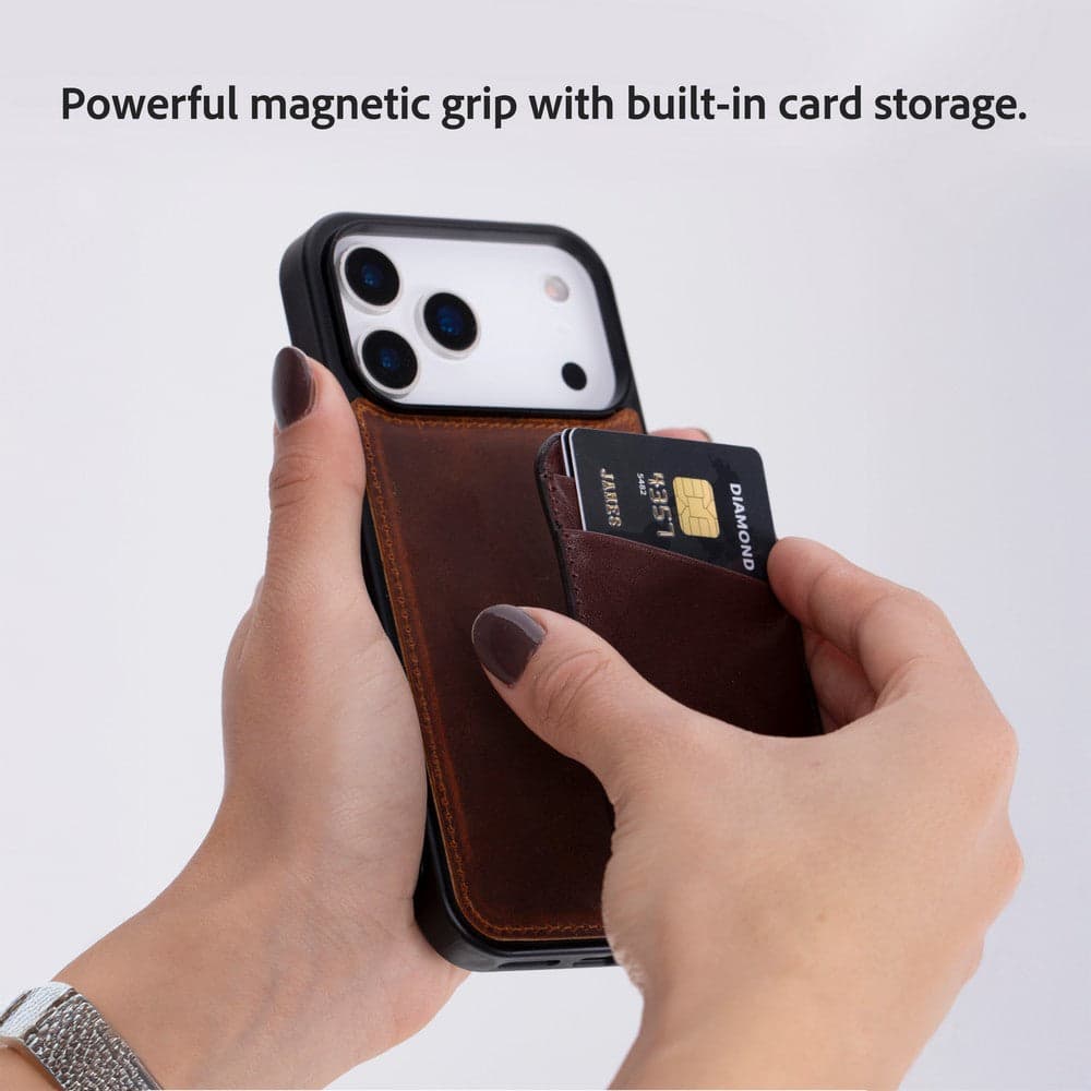 Maggy Fit CC Leather Magnetic Card Holder Espresso Brown Bouletta