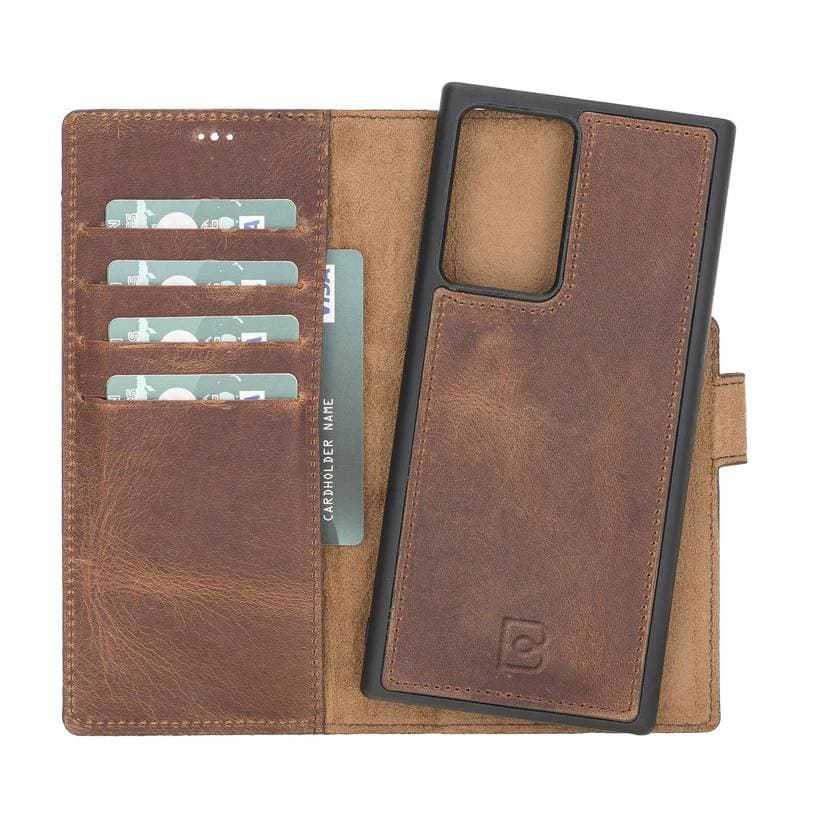 Magic Galaxy Note 20 Series Detachable Genuine Leather Wallet Case - MW Galaxy Note 20 Ultra / Antic Brown Bouletta