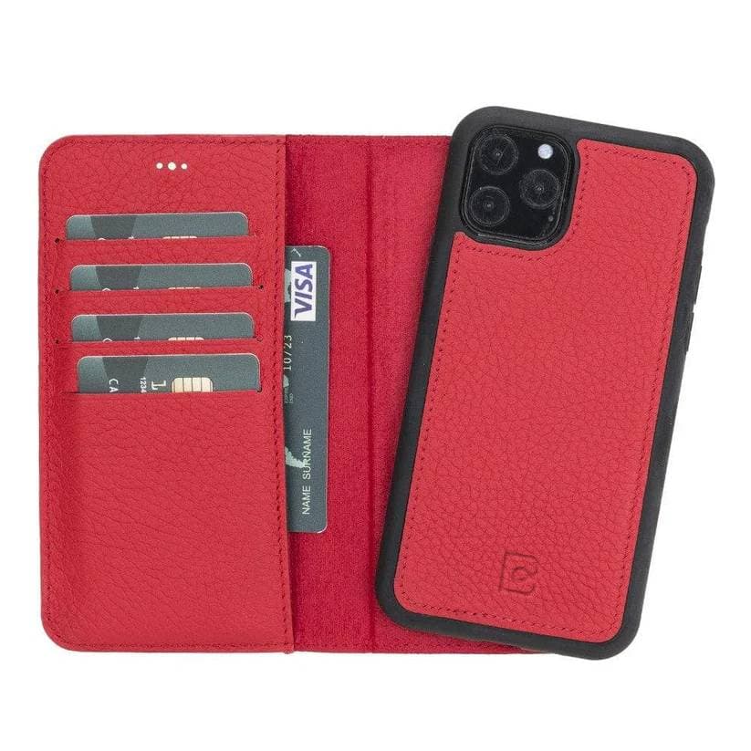 Magic iPhone 11 Series Detachable Genuine Leather Wallet Case - MW iPhone 11 Pro Max / Floater Crimson Bouletta