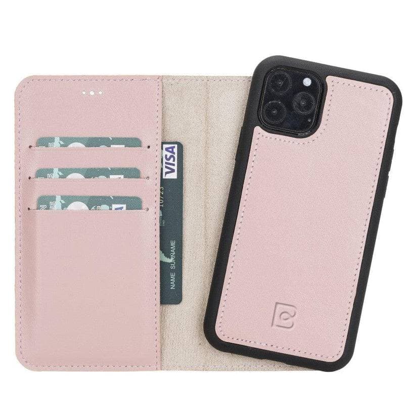 Magic iPhone 11 Series Detachable Genuine Leather Wallet Case - MW iPhone 11 Pro Max / Nude Pink Bouletta