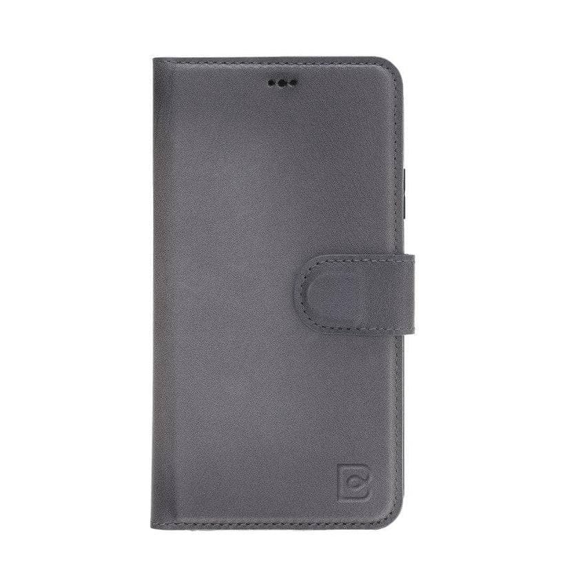 Magic iPhone 11 Series Detachable Genuine Leather Wallet Case - MW iPhone 11 Pro Max / Burnished Rustic Gray Bouletta