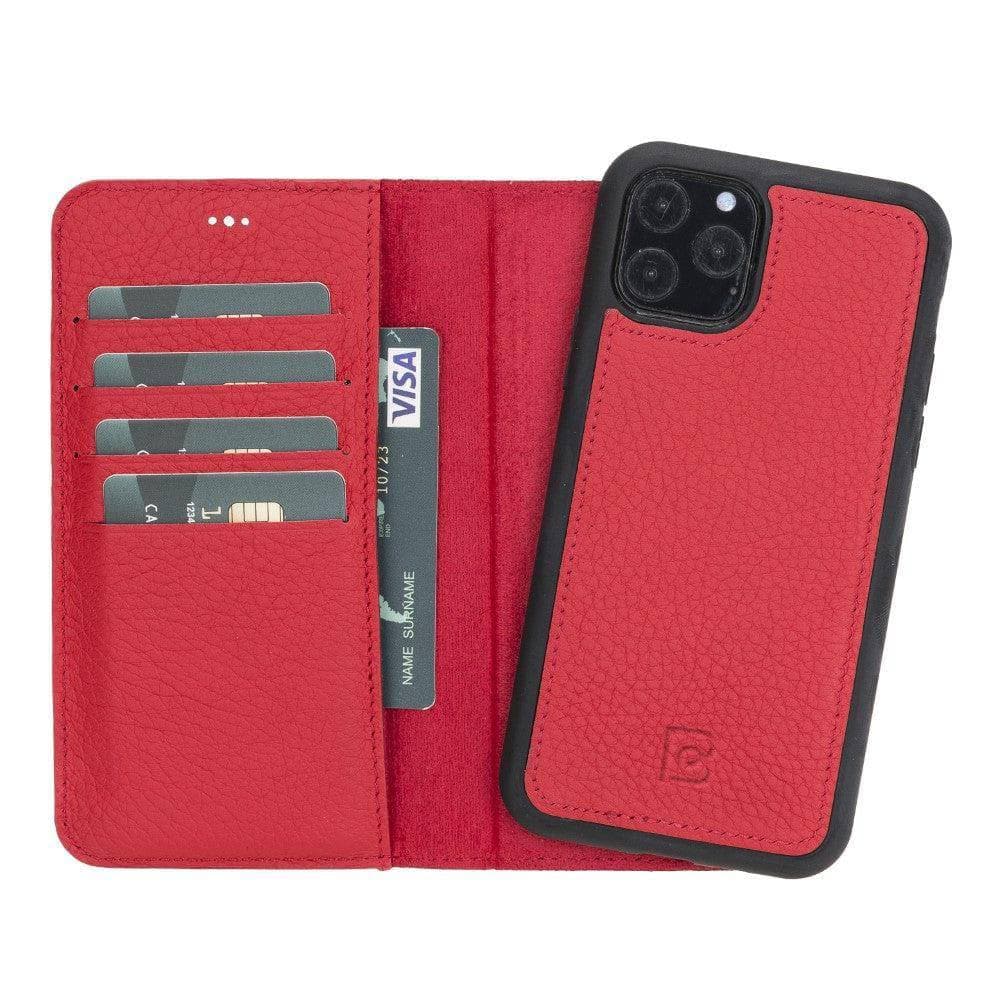 Magic iPhone 11 Series Detachable Genuine Leather Wallet Case - MW iPhone 11 Pro / Floater Crimson Bouletta