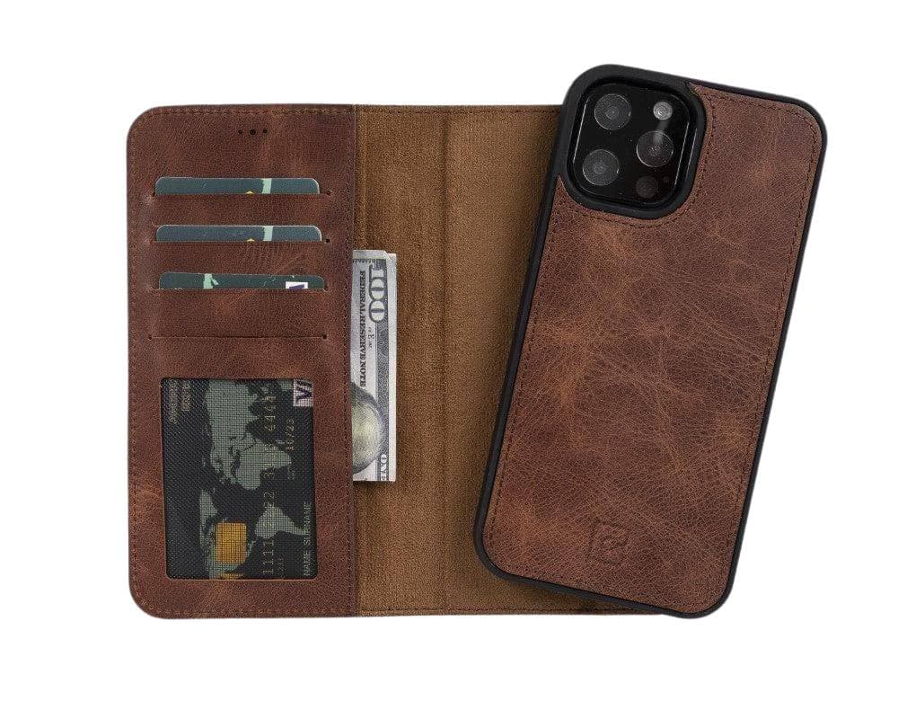 Magic iPhone 12 Series Detachable Genuine Leather Wallet Case - MW iPhone 12 Pro Max / Roma Tan Bouletta