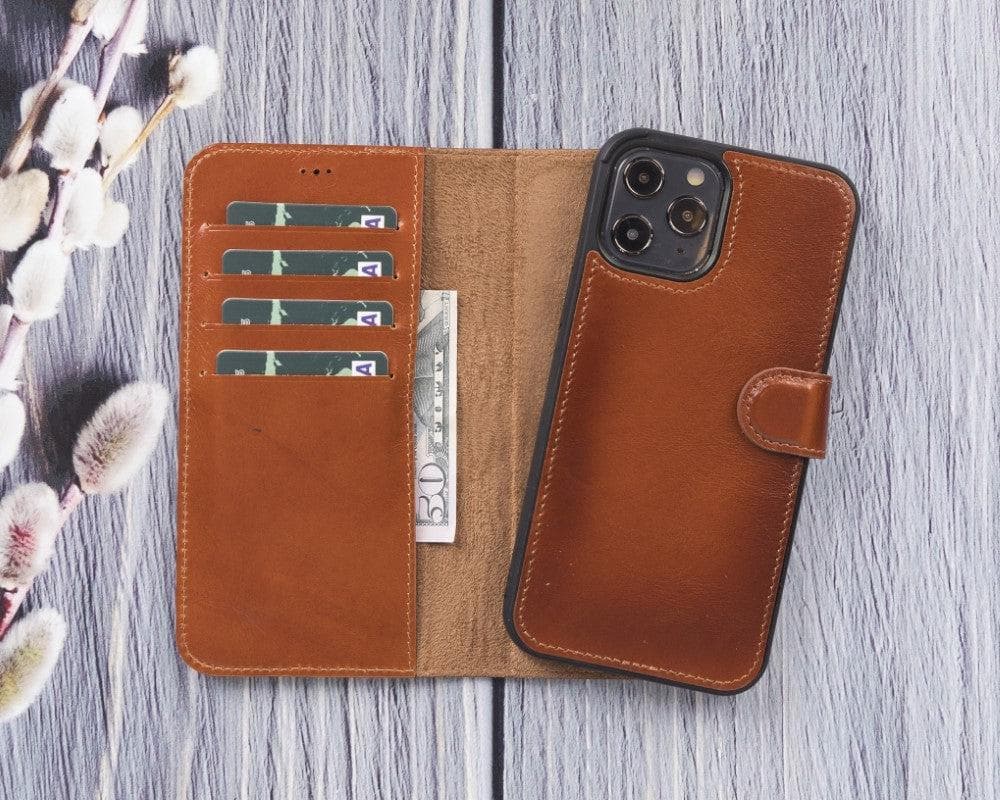 Magic iPhone 12 Series Detachable Genuine Leather Wallet Case - MW Bouletta