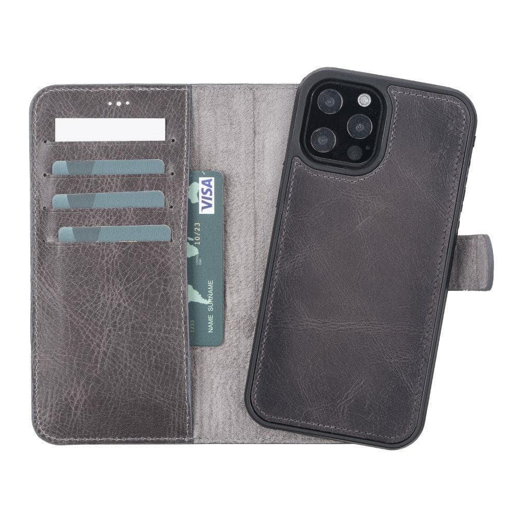 Magic iPhone 12 Series Detachable Genuine Leather Wallet Case - MW Bouletta