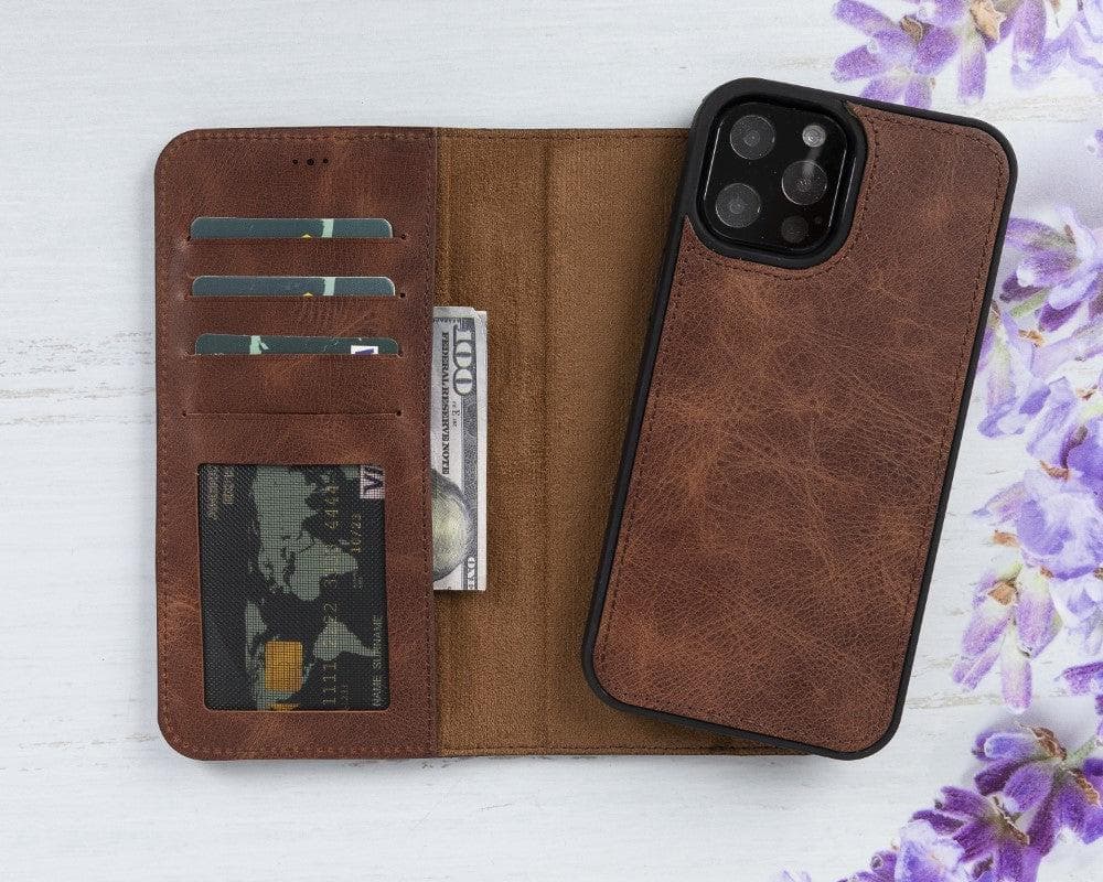 Magic iPhone 12 Series Detachable Genuine Leather Wallet Case - MW Bouletta