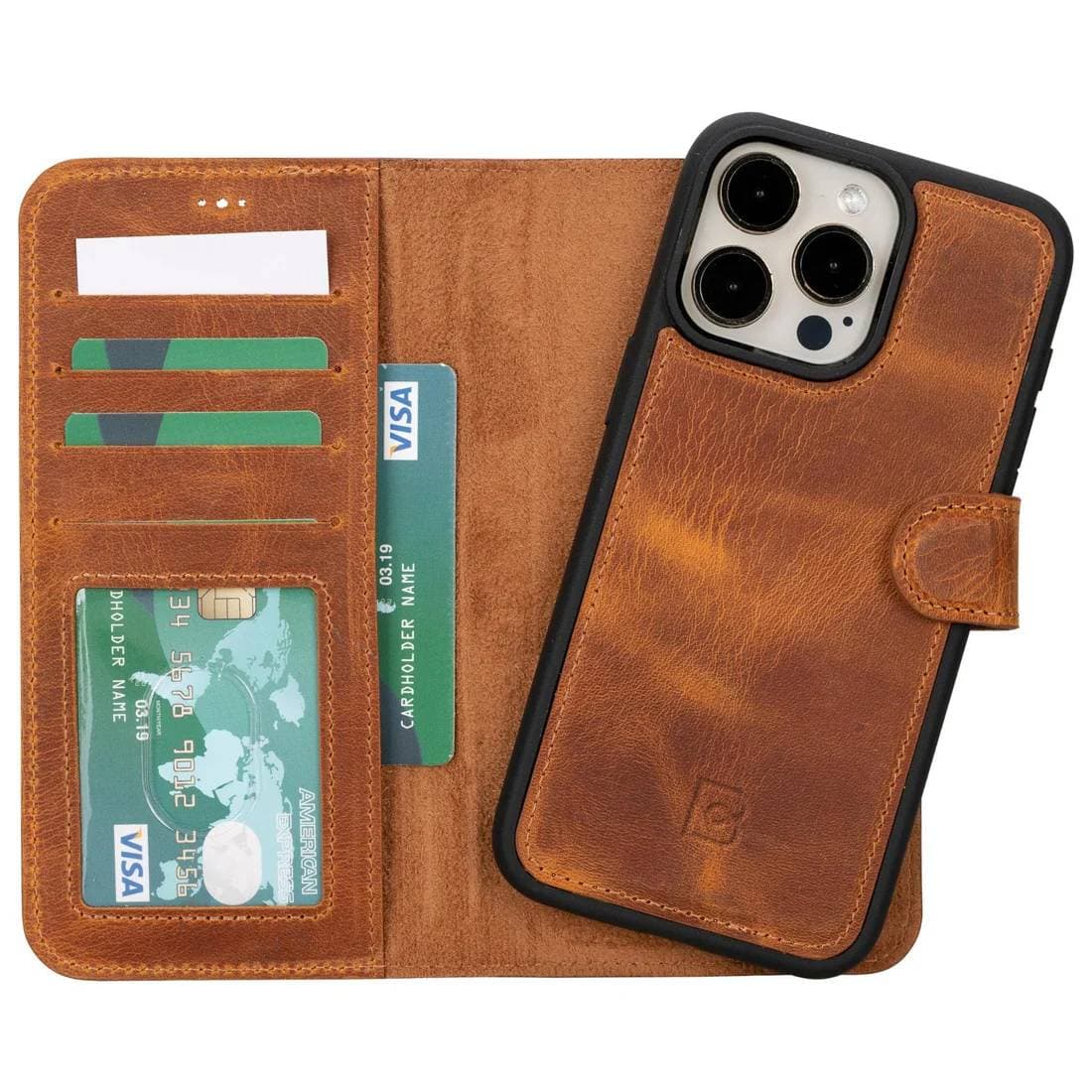 Magic iPhone 15 Series Detachable Leather Wallet Case iPhone 15 Pro / ANTIC MOCCA Bouletta