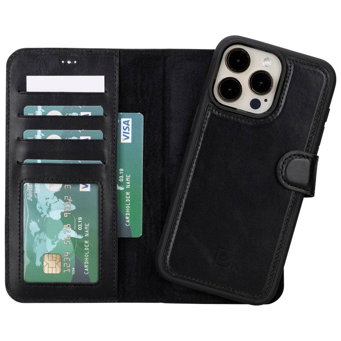 Magic iPhone 15 Series Detachable Leather Wallet Case iPhone 15 Plus / RUSTIC BLACK Bouletta