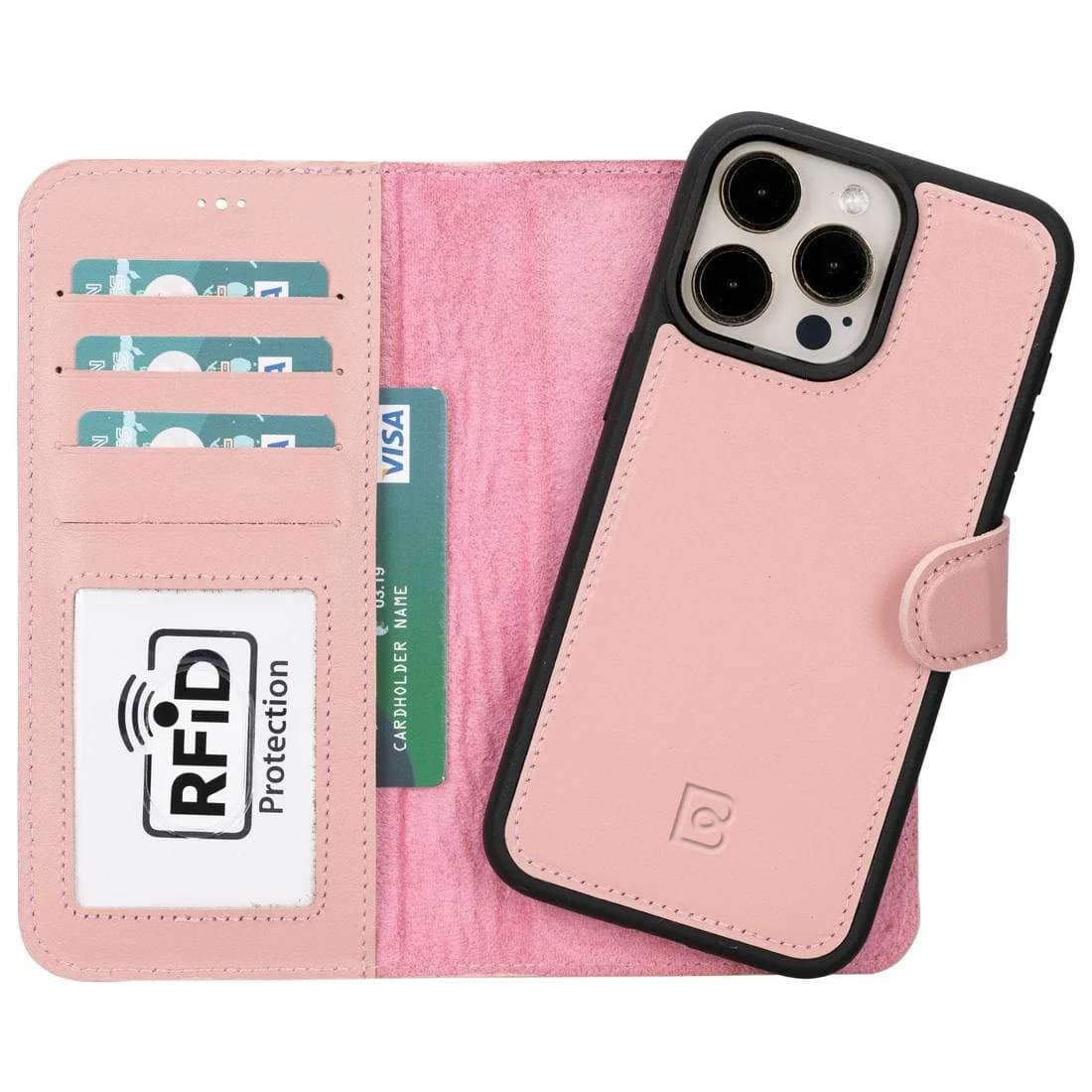 Magic iPhone 15 Series Detachable Leather Wallet Case iPhone 15 Plus / Pink Bouletta