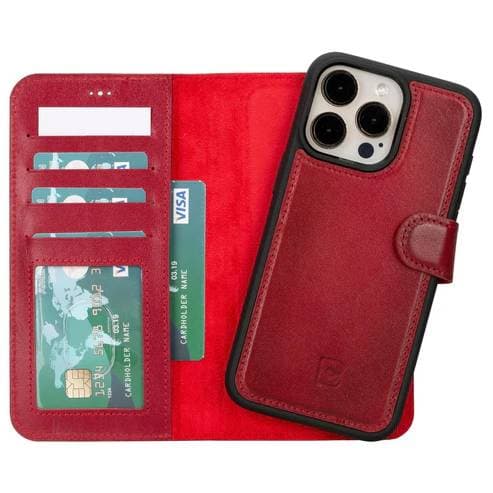 Magic iPhone 15 Series Detachable Leather Wallet Case iPhone 15 / BURNISHED VEGETAL RED Bouletta