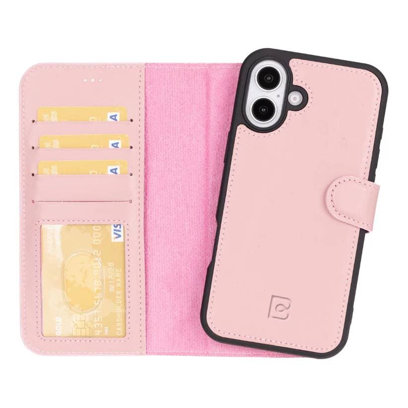 Magic iPhone 16 Detachable Genuine Leather Case Pink Bouletta
