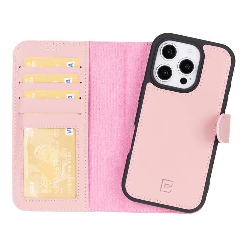 Magic iPhone 16 Pro Detachable Genuine Leather Case Pink Bouletta