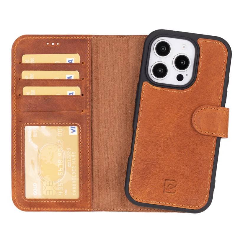 Magic iPhone 16 Pro Detachable Genuine Leather Case Mocca Bouletta