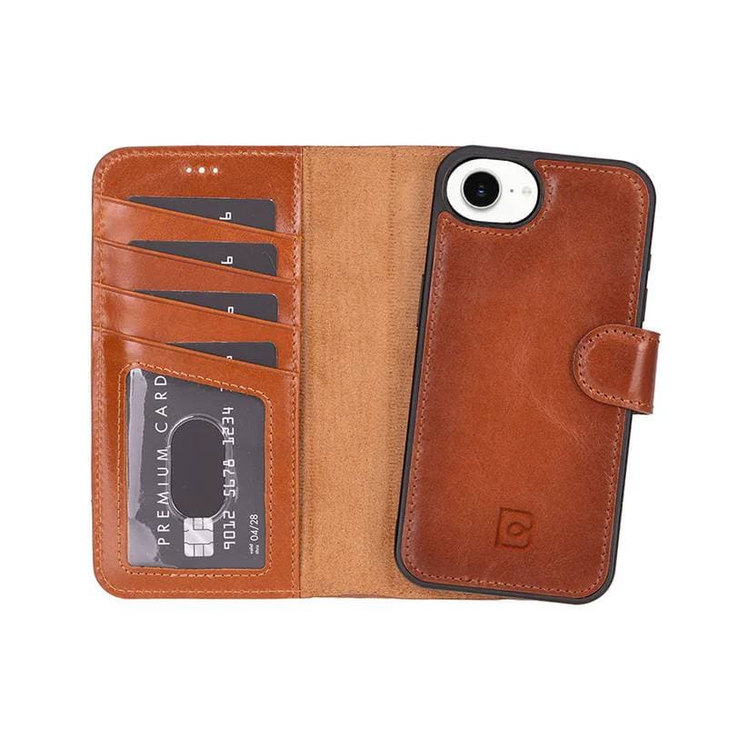 Magic iPhone 16e Detachable Leather Wallet Case Tan Bouletta