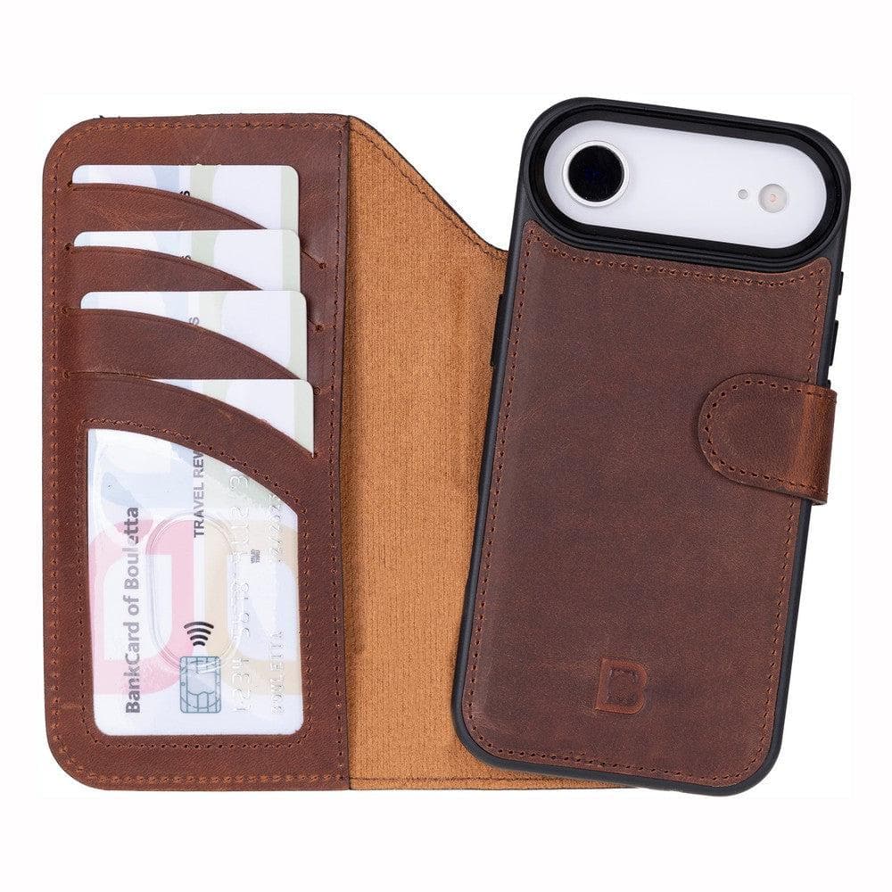 Magic iPhone 17 Air Detachable Leather Wallet Case Saddle Brown Bouletta