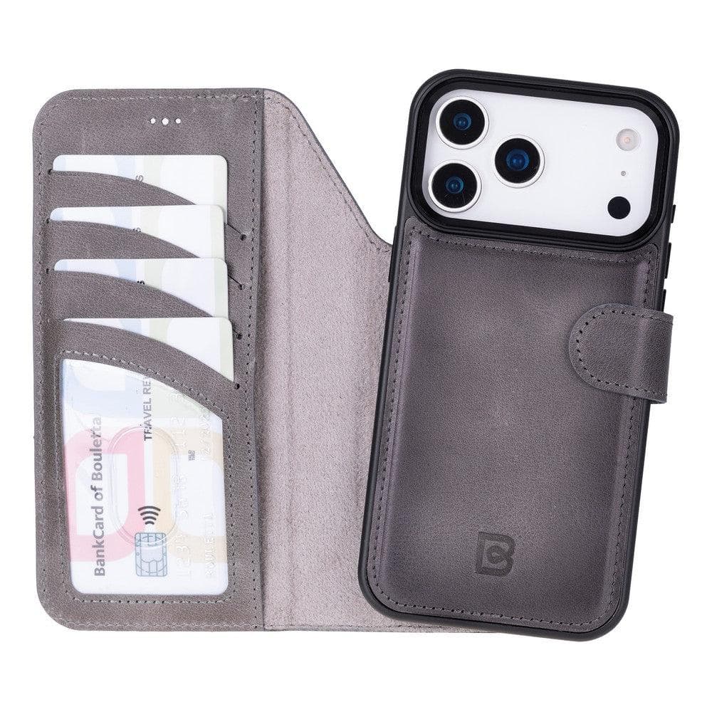 Magic iPhone 17 Pro Detachable Leather Wallet Case Gray Bouletta