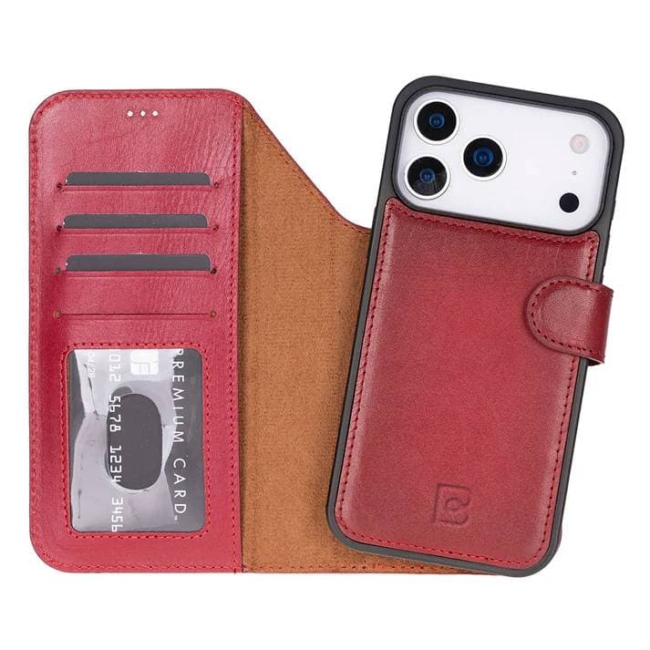 Magic iPhone 17 Pro Leather Detachable Wallet Case Red Bouletta